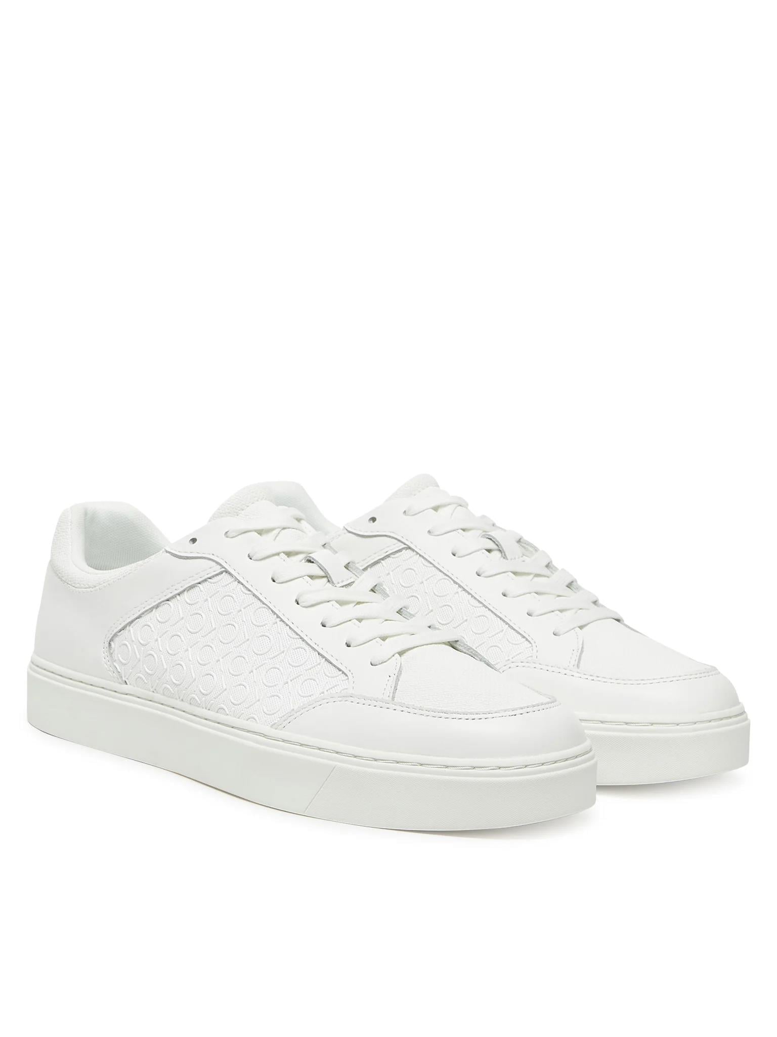 Calvin Klein Calvin Klein Erkek CK Monogram Logolu Düz Rahat Taban Düşük Bilekli Beyaz Sneaker HM0HM01899-0K4