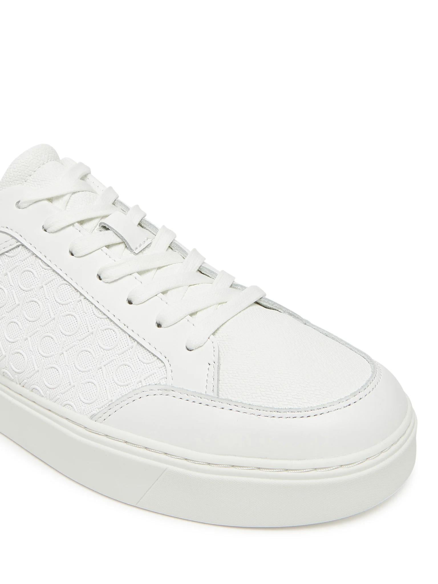 Calvin Klein Calvin Klein Erkek CK Monogram Logolu Düz Rahat Taban Düşük Bilekli Beyaz Sneaker HM0HM01899-0K4
