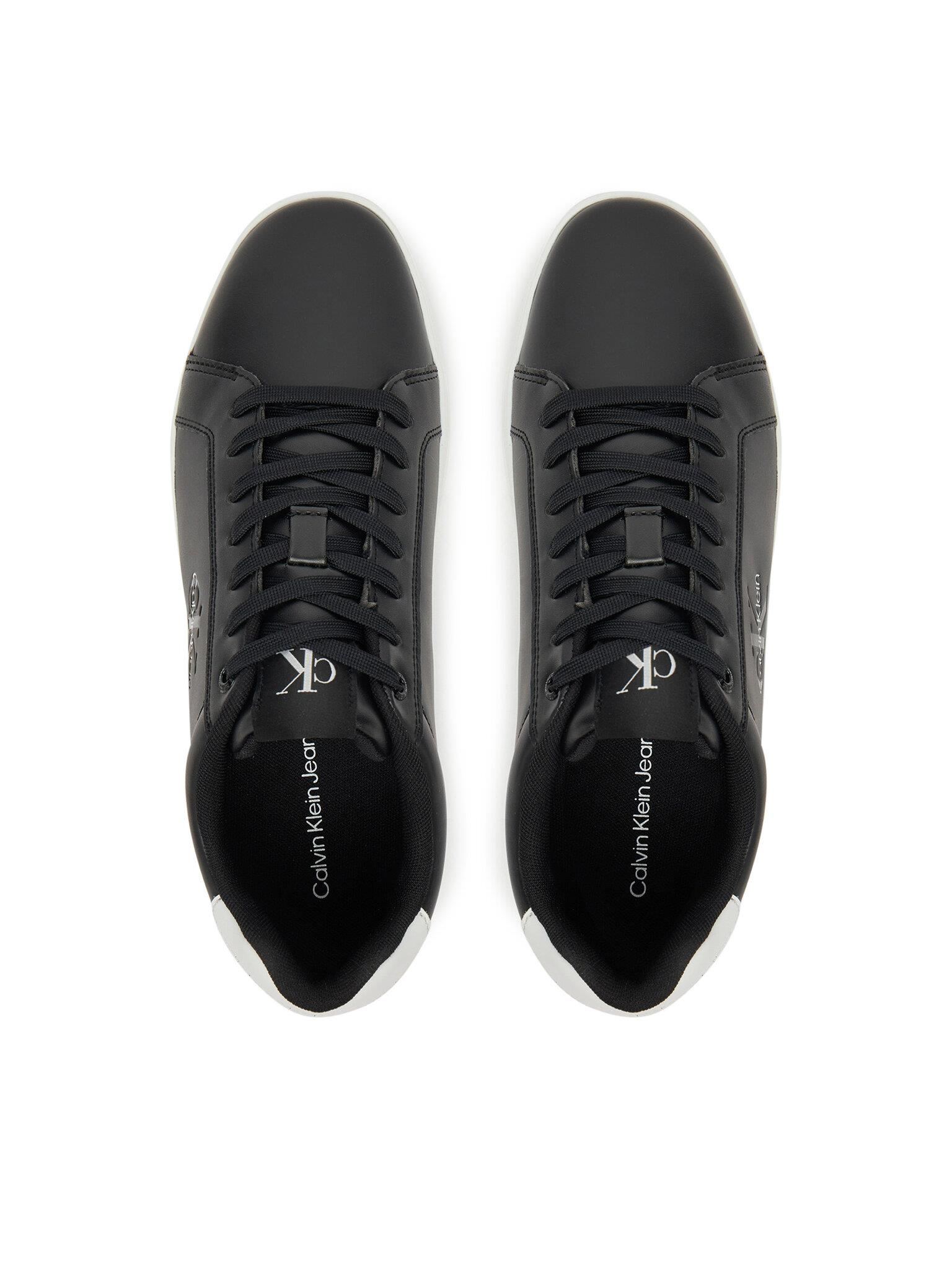 Calvin Klein Calvin Klein Erkek Deri Bağlamalı Düz Taban Yuvarlak Burun Ck Desenli Siyah Sneaker YM0YM01369-0GM