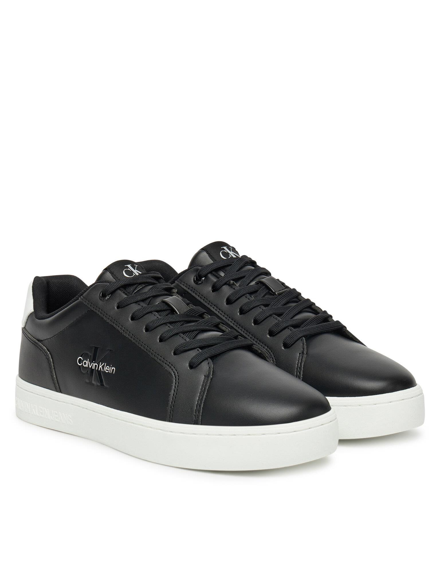 Calvin Klein Calvin Klein Erkek Deri Bağlamalı Düz Taban Yuvarlak Burun Ck Desenli Siyah Sneaker YM0YM01369-0GM