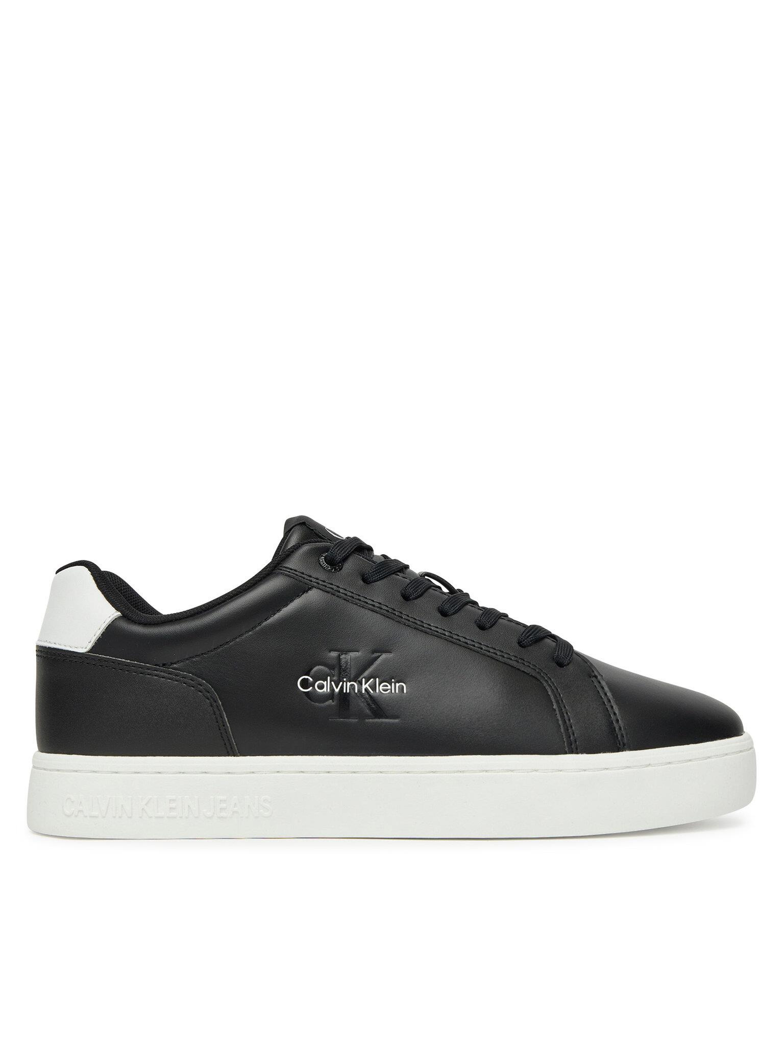 Calvin Klein Calvin Klein Erkek Deri Bağlamalı Düz Taban Yuvarlak Burun Ck Desenli Siyah Sneaker YM0YM01369-0GM