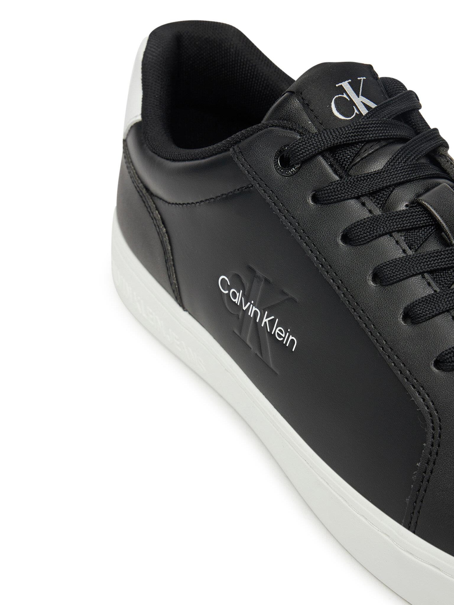 Calvin Klein Calvin Klein Erkek Deri Bağlamalı Düz Taban Yuvarlak Burun Ck Desenli Siyah Sneaker YM0YM01369-0GM