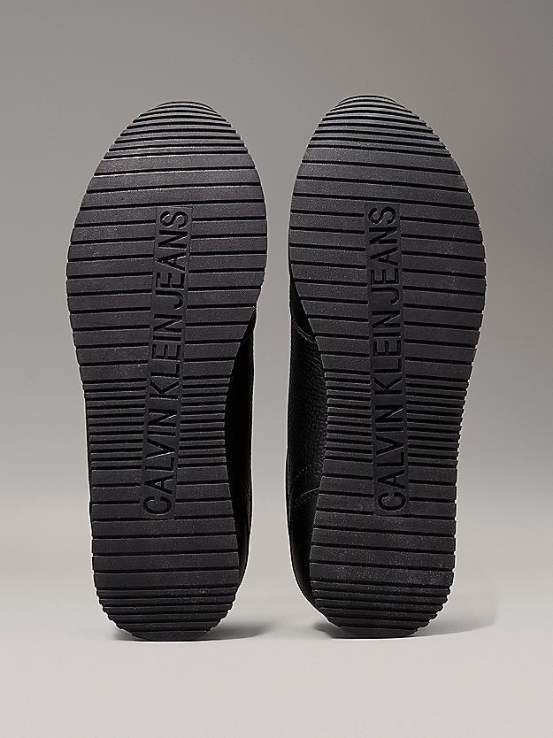 Calvin Klein Calvin Klein Erkek Deri Düşük Bilekli Pürüzsüz Yuvarlak Burunlu Rahat Taban Siyah Sneaker YM0YM01187-0GN