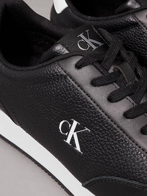 Calvin Klein Calvin Klein Erkek Deri Düşük Bilekli Pürüzsüz Yuvarlak Burunlu Rahat Taban Siyah Sneaker YM0YM01187-0GN