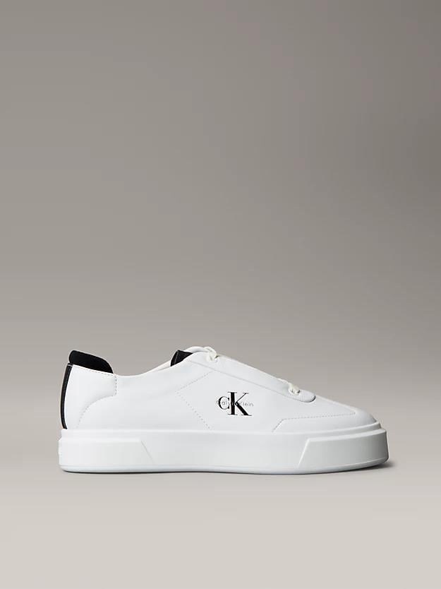 Calvin Klein Calvin Klein Erkek Düşük Bilekli Yüksek Taban Nefes Alabilen Üst Yüzeyli Deri Beyaz Sneaker YM0YM01354-0GM