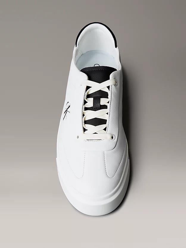 Calvin Klein Calvin Klein Erkek Düşük Bilekli Yüksek Taban Nefes Alabilen Üst Yüzeyli Deri Beyaz Sneaker YM0YM01354-0GM
