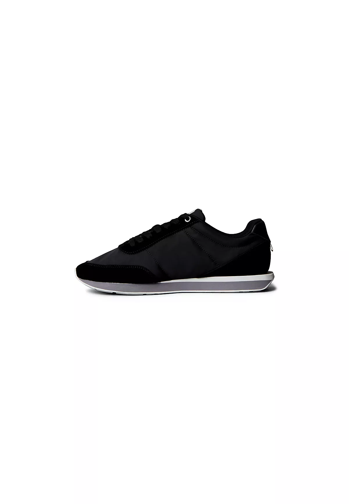 Calvin Klein Calvin Klein Erkek Düz Rahat Taban Bağlamalı CK Yazı Desenli Deri Siyah Sneaker YM0YM01361-01Q
