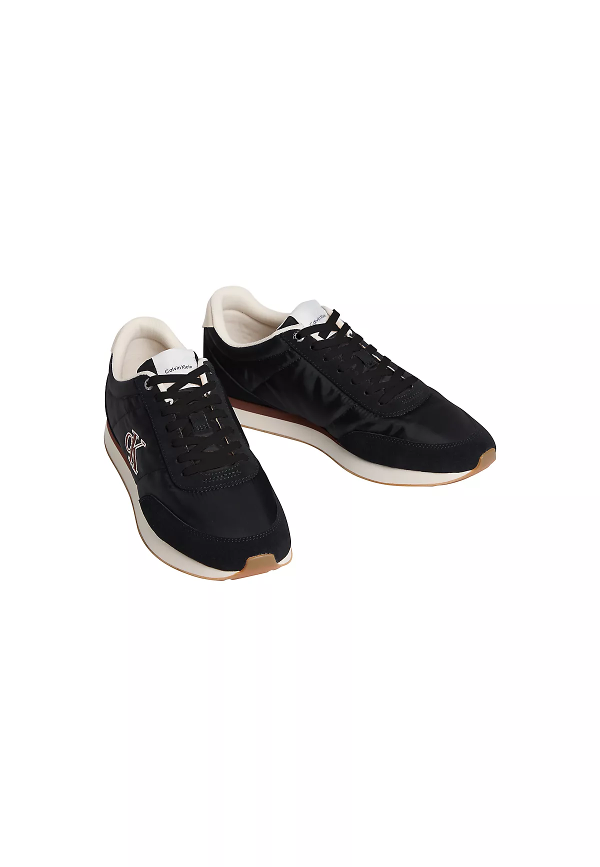 Calvin Klein Calvin Klein Erkek Düz Rahat Taban Bağlamalı CK Yazı Desenli Deri Siyah Sneaker YM0YM01361-0GW