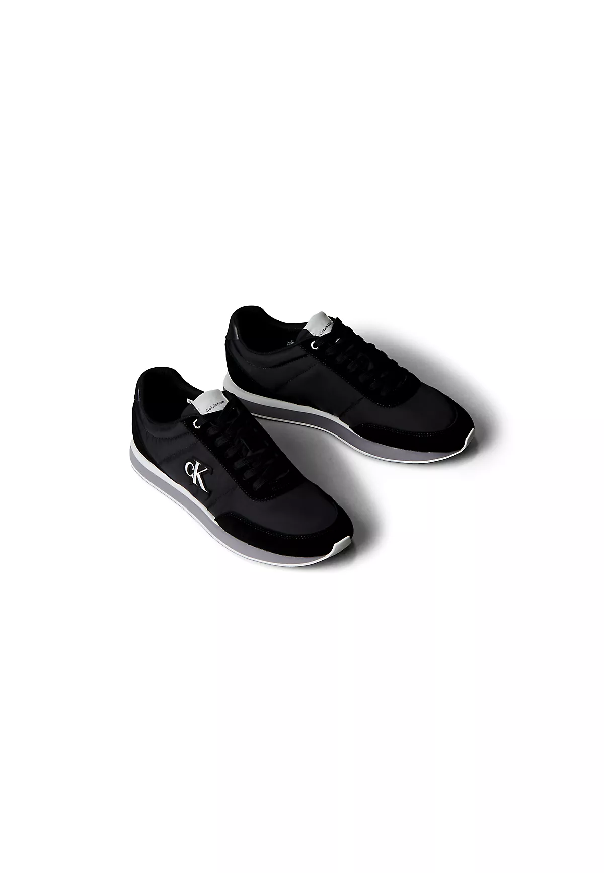 Calvin Klein Calvin Klein Erkek Düz Rahat Taban Bağlamalı CK Yazı Desenli Deri Siyah Sneaker YM0YM01361-01Q