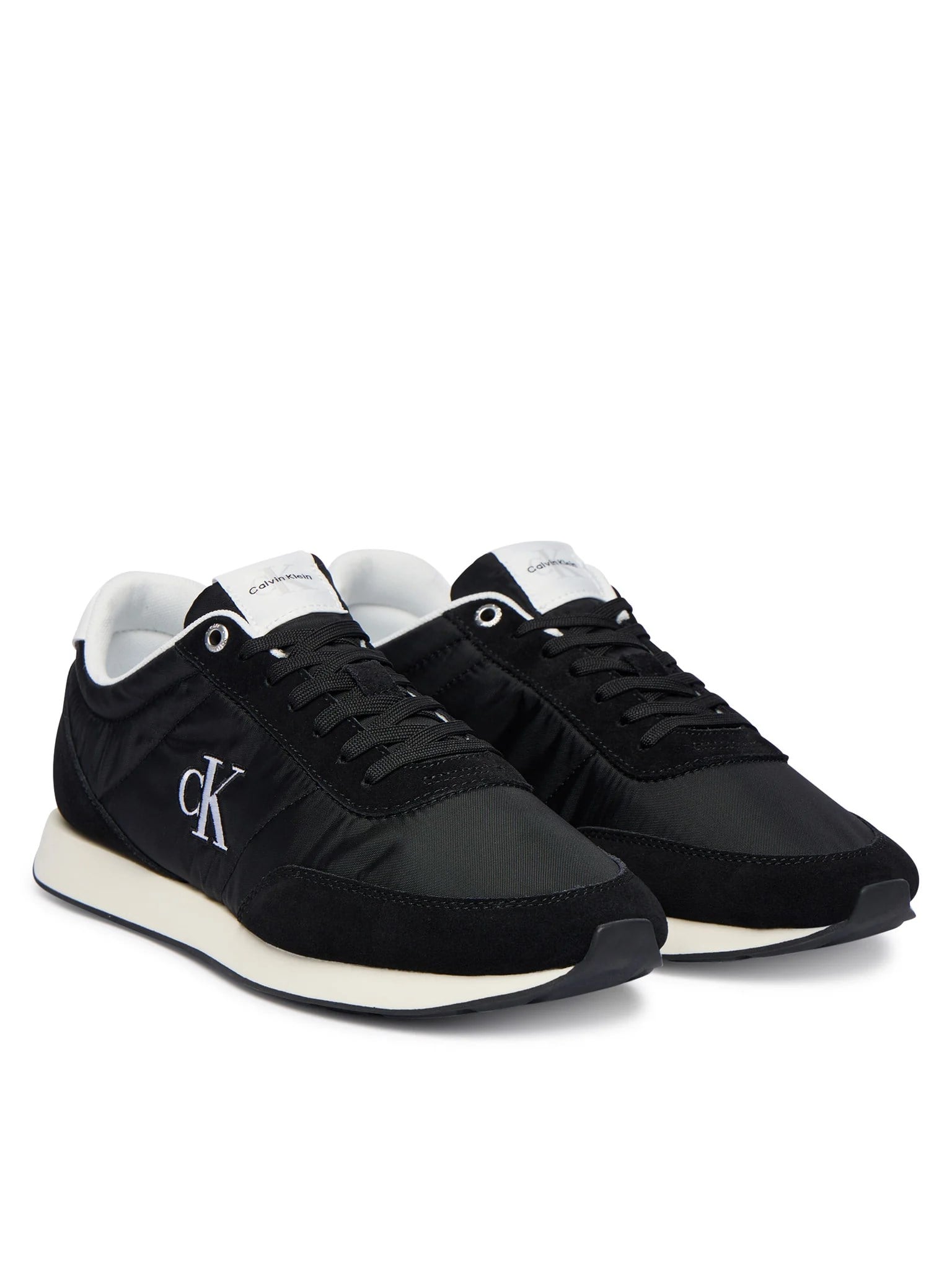 Calvin Klein Calvin Klein Erkek Düz Rahat Taban Bağlamalı CK Yazı Desenli Deri Siyah Sneaker YM0YM01361-0GM