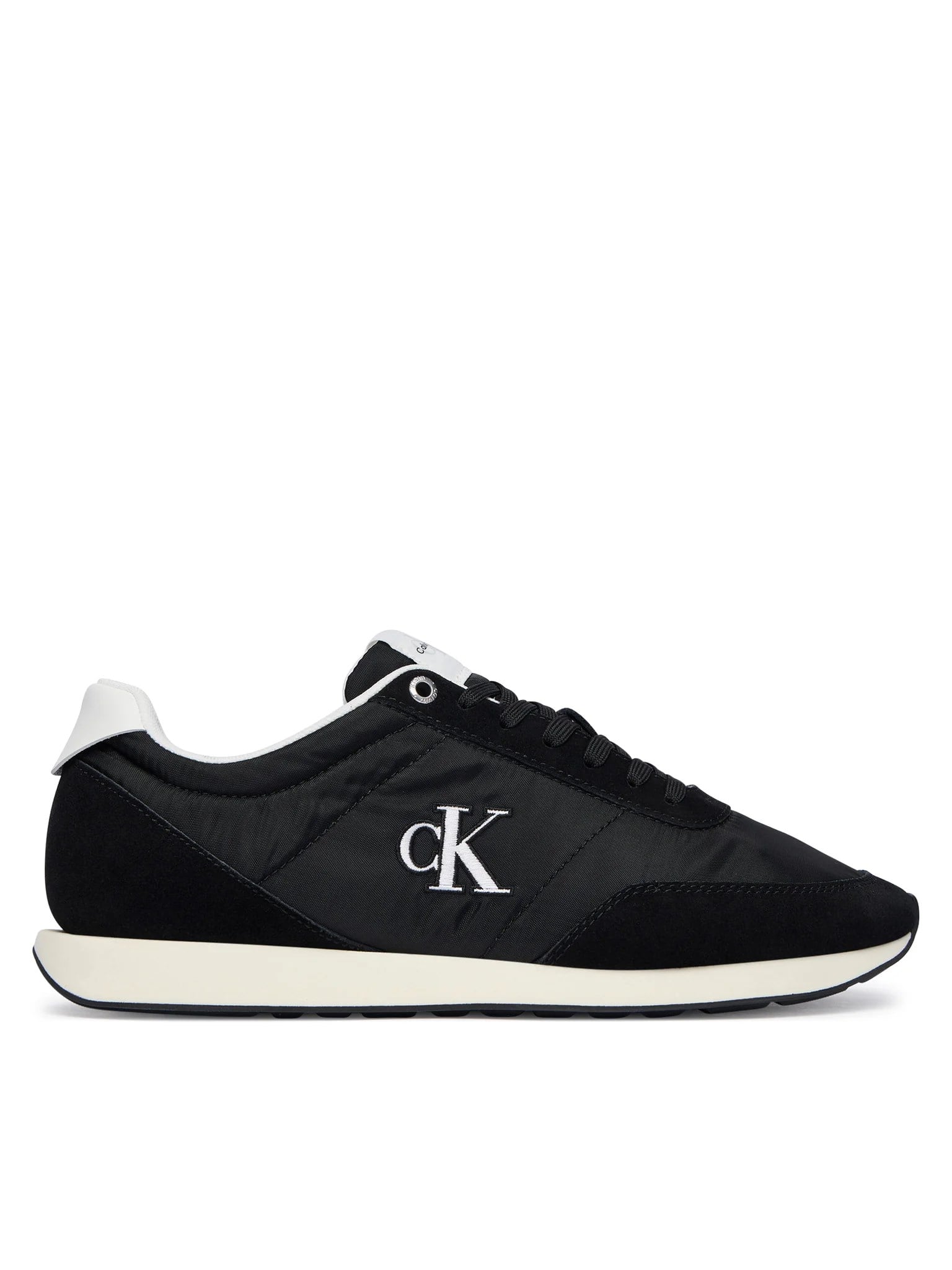 Calvin Klein Calvin Klein Erkek Düz Rahat Taban Bağlamalı CK Yazı Desenli Deri Siyah Sneaker YM0YM01361-0GM