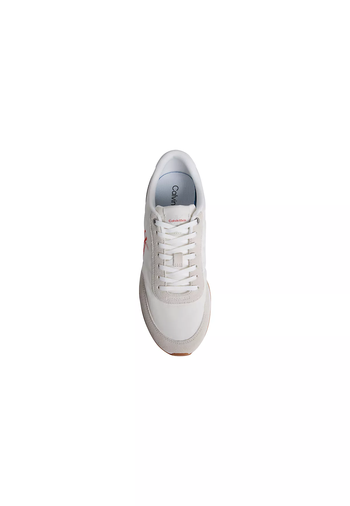 Calvin Klein Calvin Klein Erkek Düz Rahat Taban Bağlamalı CK Yazı Desenli Deri Krem Sneaker YM0YM01361-062