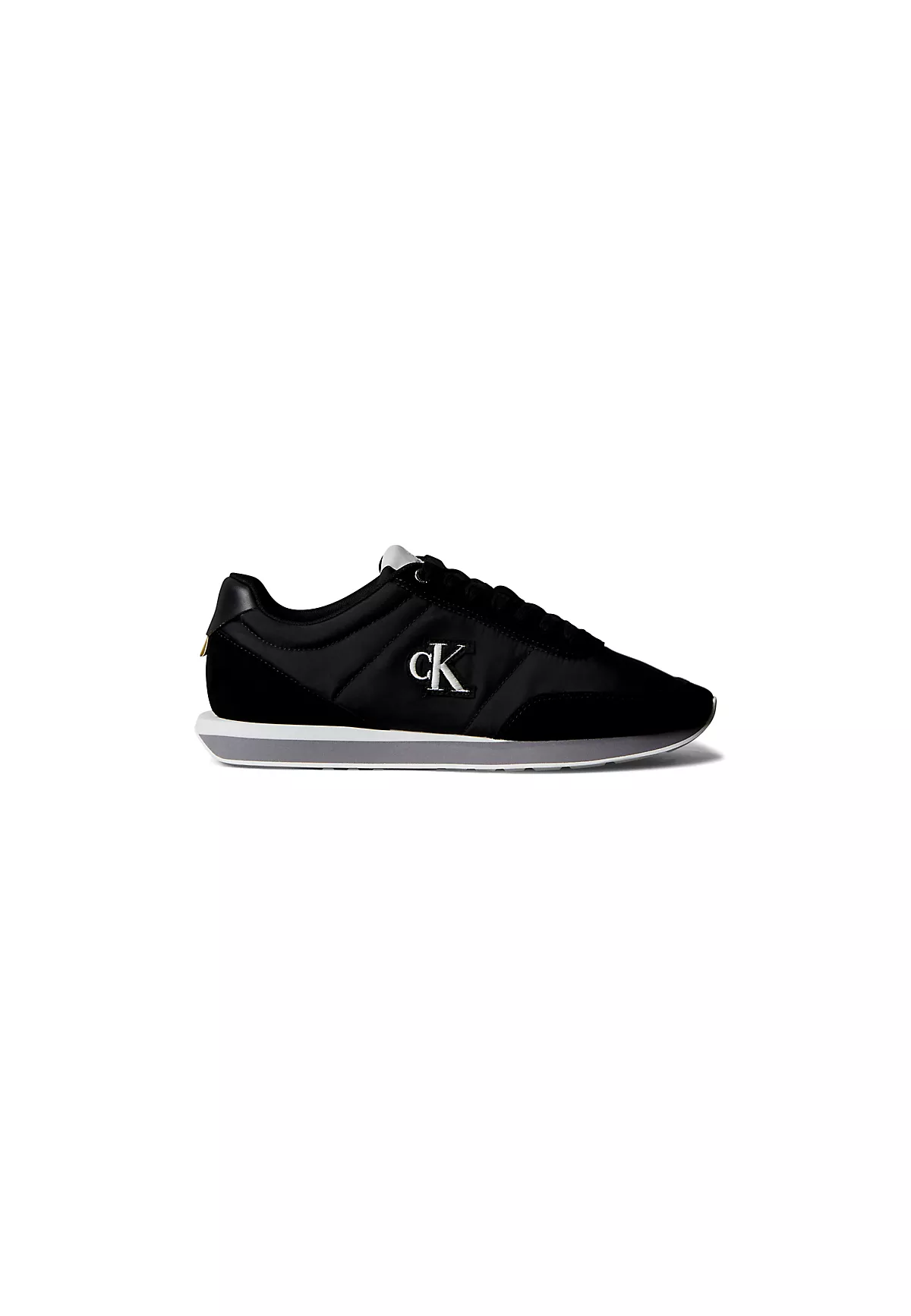 Calvin Klein Calvin Klein Erkek Düz Rahat Taban Bağlamalı CK Yazı Desenli Deri Siyah Sneaker YM0YM01361-01Q