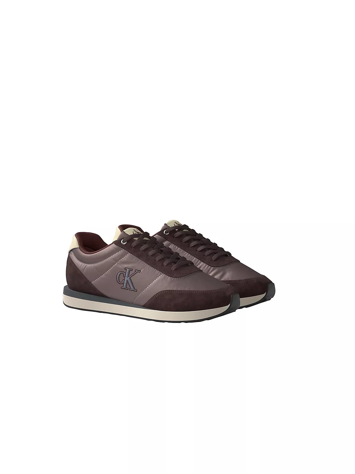 Calvin Klein Calvin Klein Erkek Düz Rahat Taban Bağlamalı CK Yazı Desenli Deri Bordo Sneaker YM0YM01361-0KX
