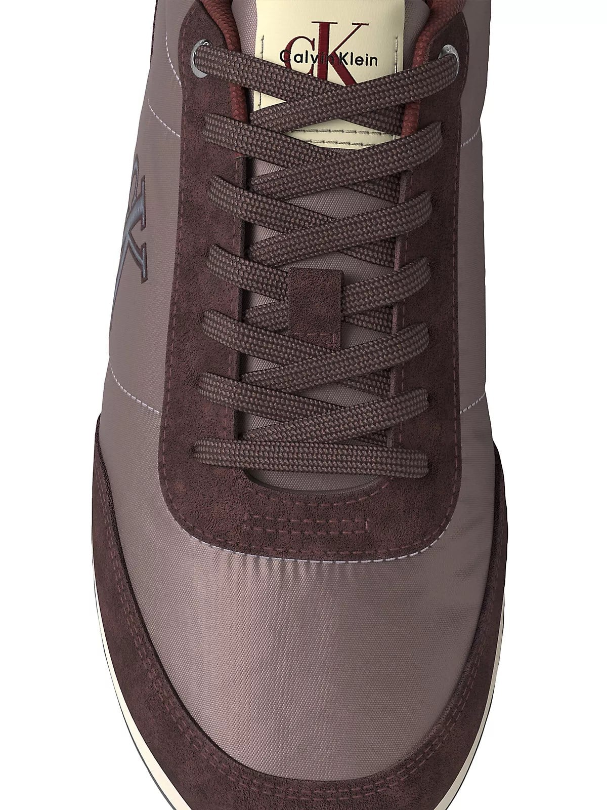 Calvin Klein Calvin Klein Erkek Düz Rahat Taban Bağlamalı CK Yazı Desenli Deri Bordo Sneaker YM0YM01361-0KX