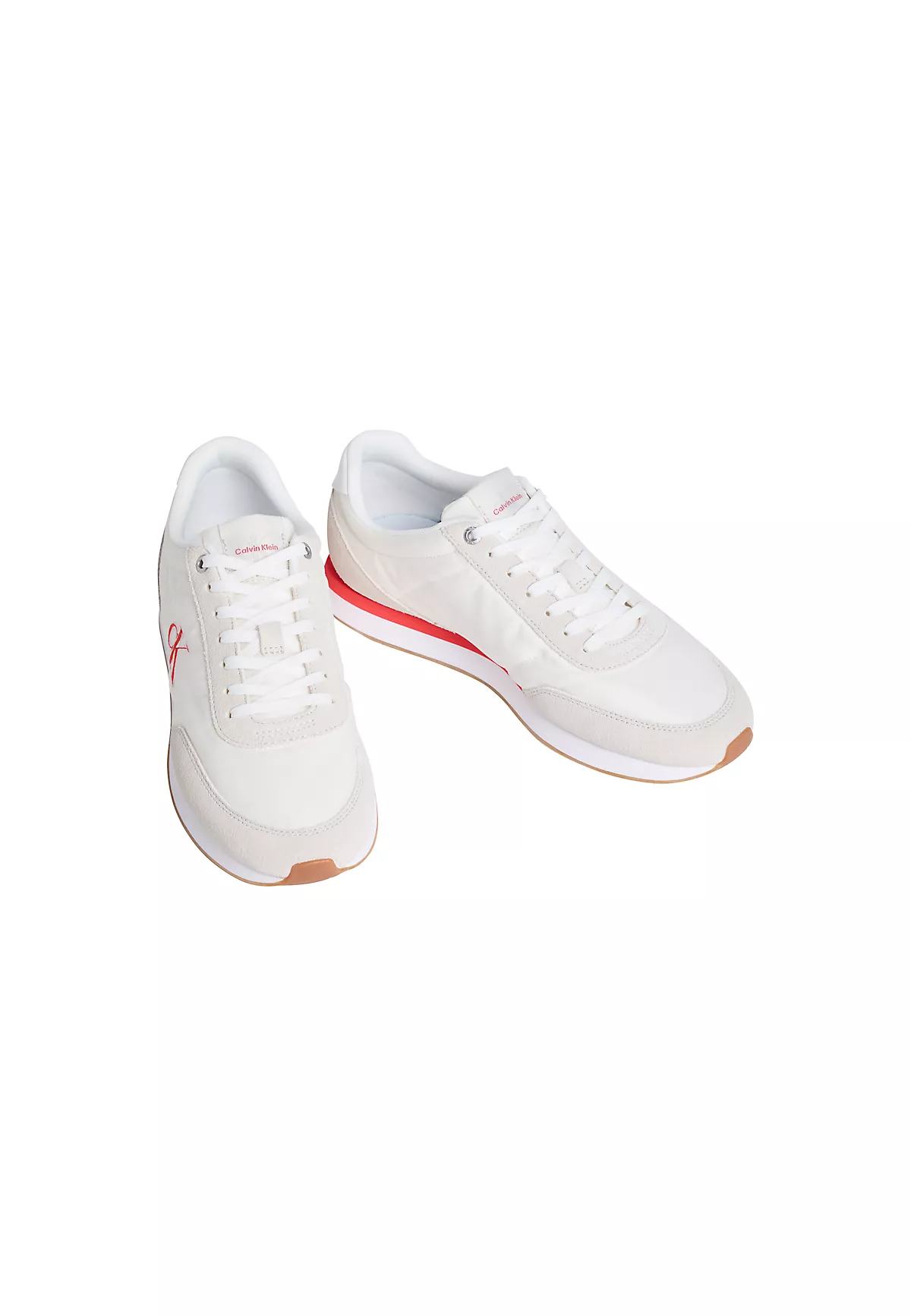 Calvin Klein Calvin Klein Erkek Düz Rahat Taban Bağlamalı CK Yazı Desenli Deri Krem Sneaker YM0YM01361-062