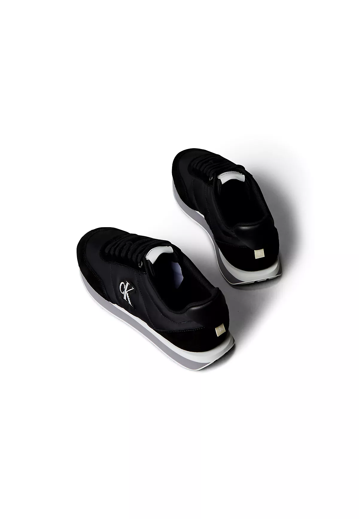 Calvin Klein Calvin Klein Erkek Düz Rahat Taban Bağlamalı CK Yazı Desenli Deri Siyah Sneaker YM0YM01361-01Q