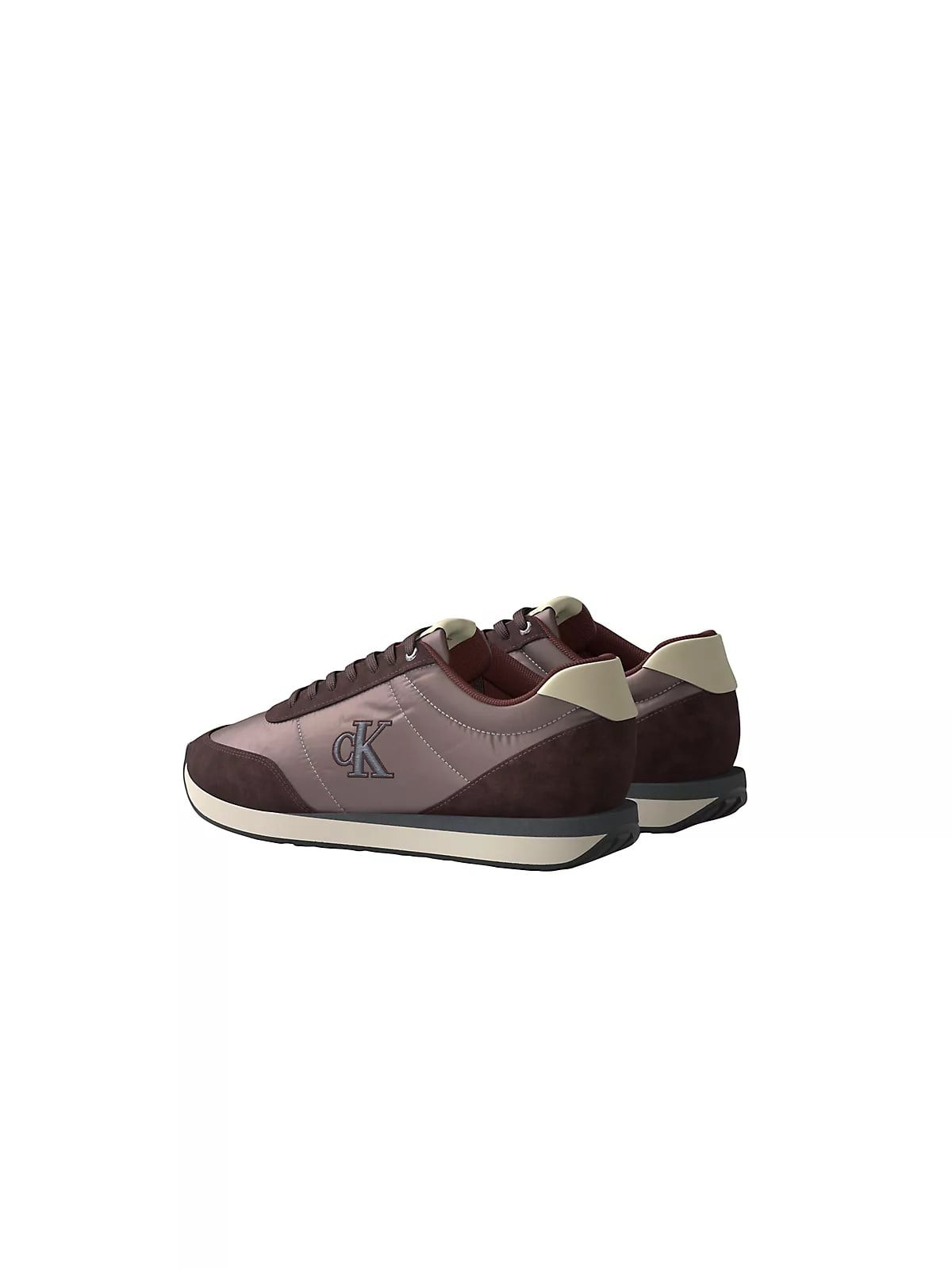 Calvin Klein Calvin Klein Erkek Düz Rahat Taban Bağlamalı CK Yazı Desenli Deri Bordo Sneaker YM0YM01361-0KX