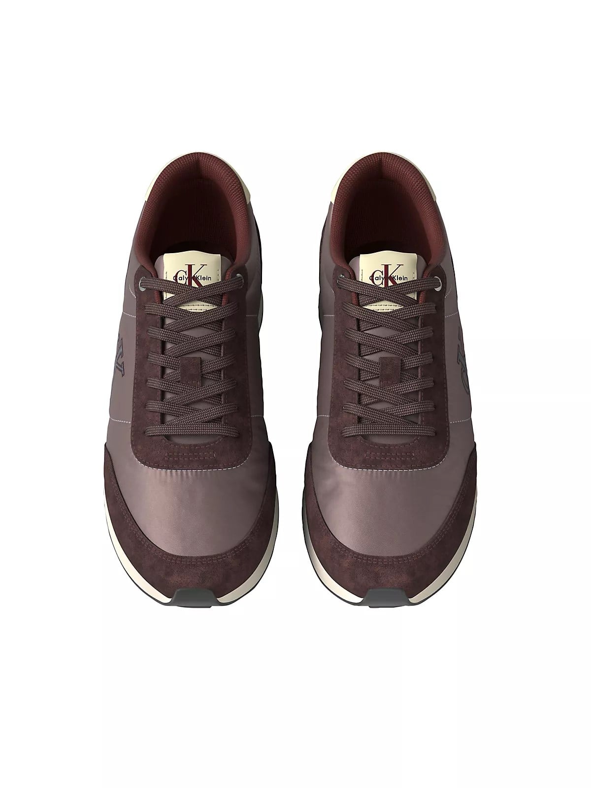 Calvin Klein Calvin Klein Erkek Düz Rahat Taban Bağlamalı CK Yazı Desenli Deri Bordo Sneaker YM0YM01361-0KX