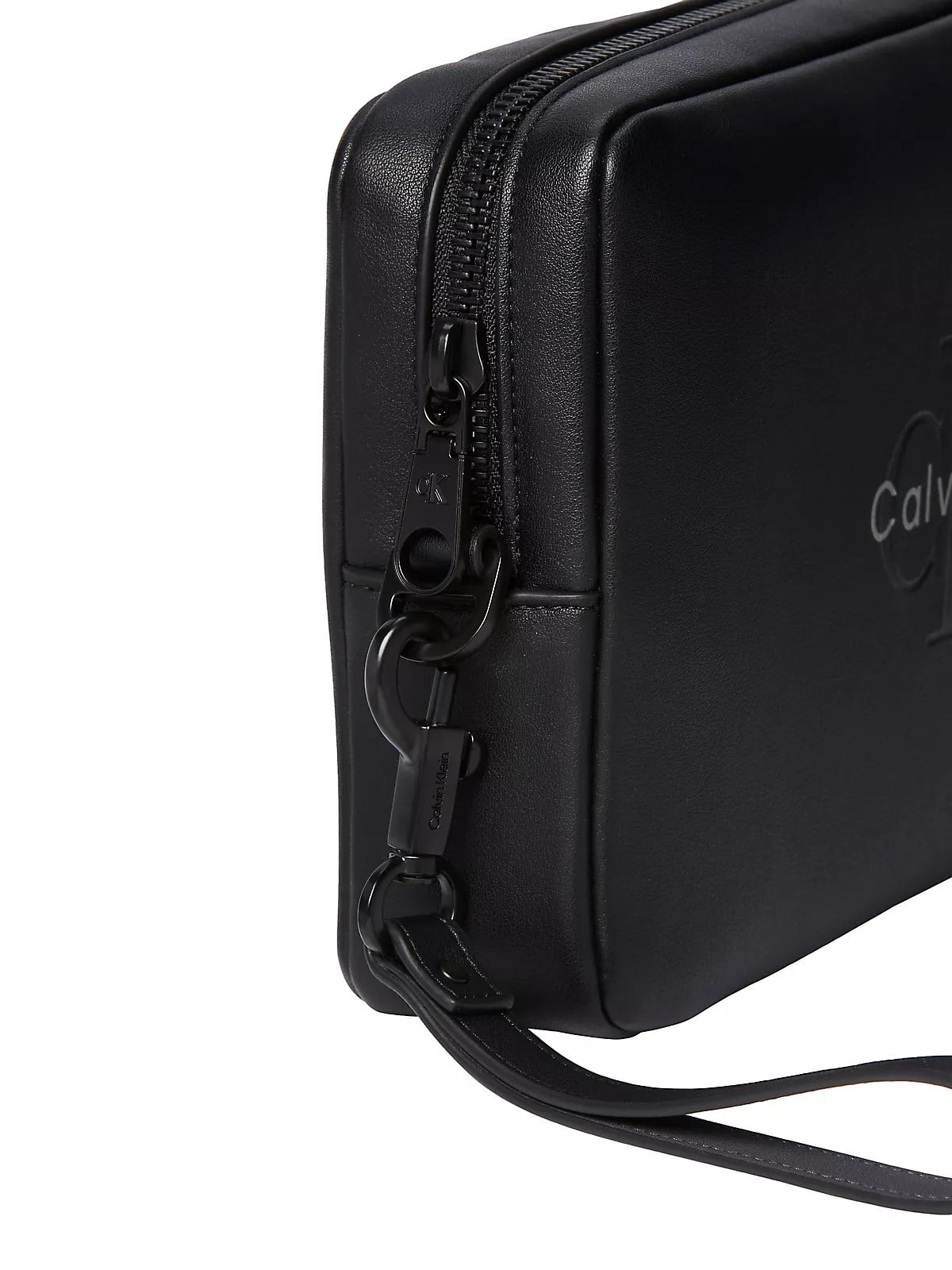 Calvin Klein Calvin Klein Erkek Fermuar Kapama Deri CK Desen İç Bölme Siyah Cüzdan LV04D1257G-UB1