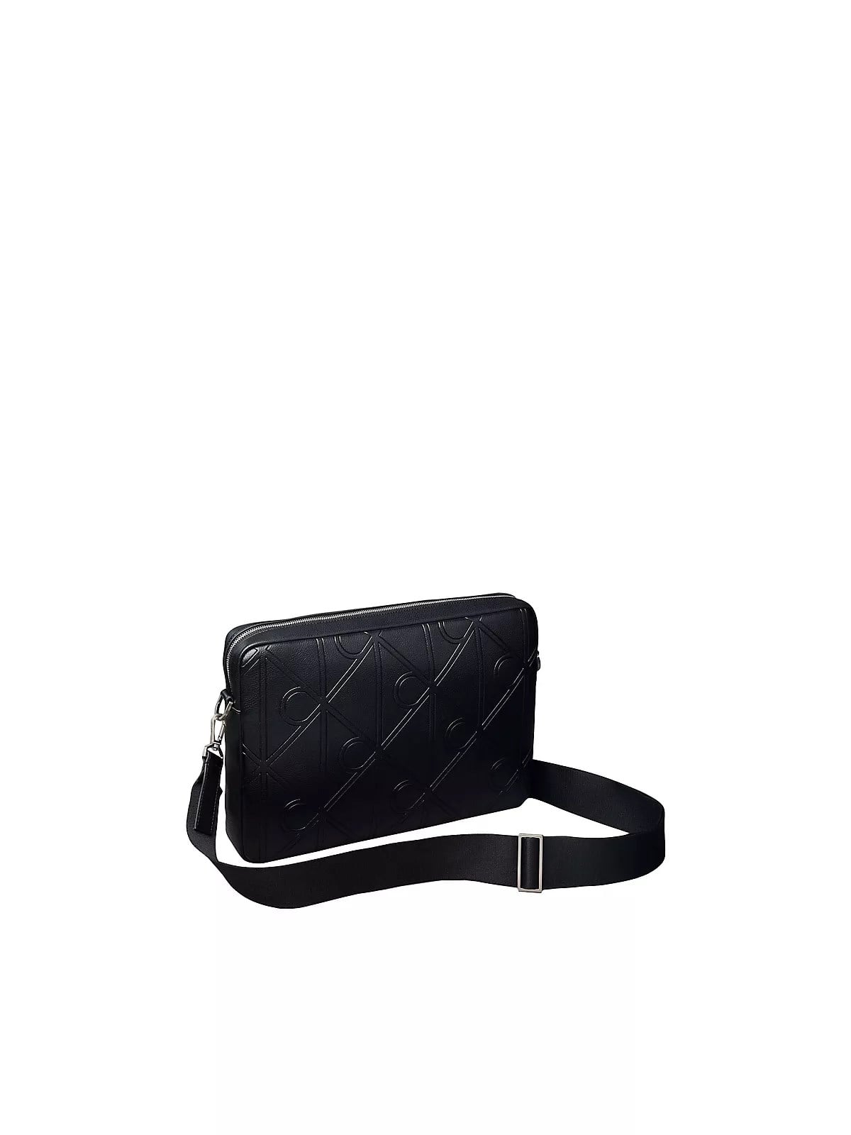 Calvin Klein Calvin Klein Erkek Fermuar Kapama Deri CK Desen İç Bölme Siyah Omuz Çantası LV04D3526G-UB1