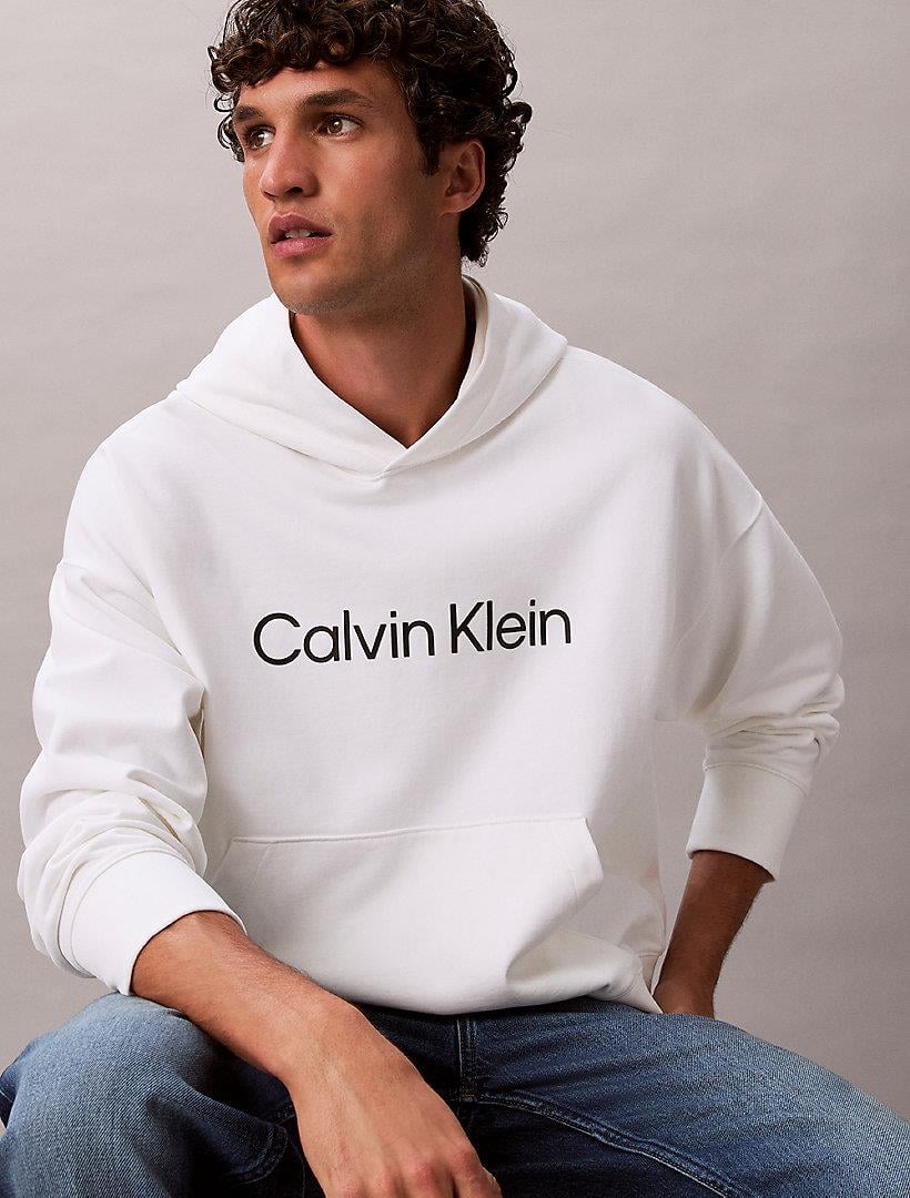 Calvin Klein Calvin Klein Erkek Kapşonlu Yaka Uzun Kol Pamuklu Regular Fit Beyaz Sweatshirt LV14LD229G-YAF