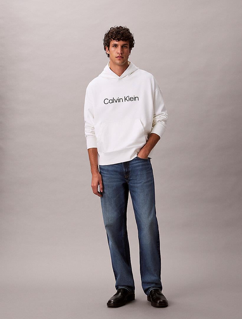 Calvin Klein Calvin Klein Erkek Kapşonlu Yaka Uzun Kol Pamuklu Regular Fit Beyaz Sweatshirt LV14LD229G-YAF
