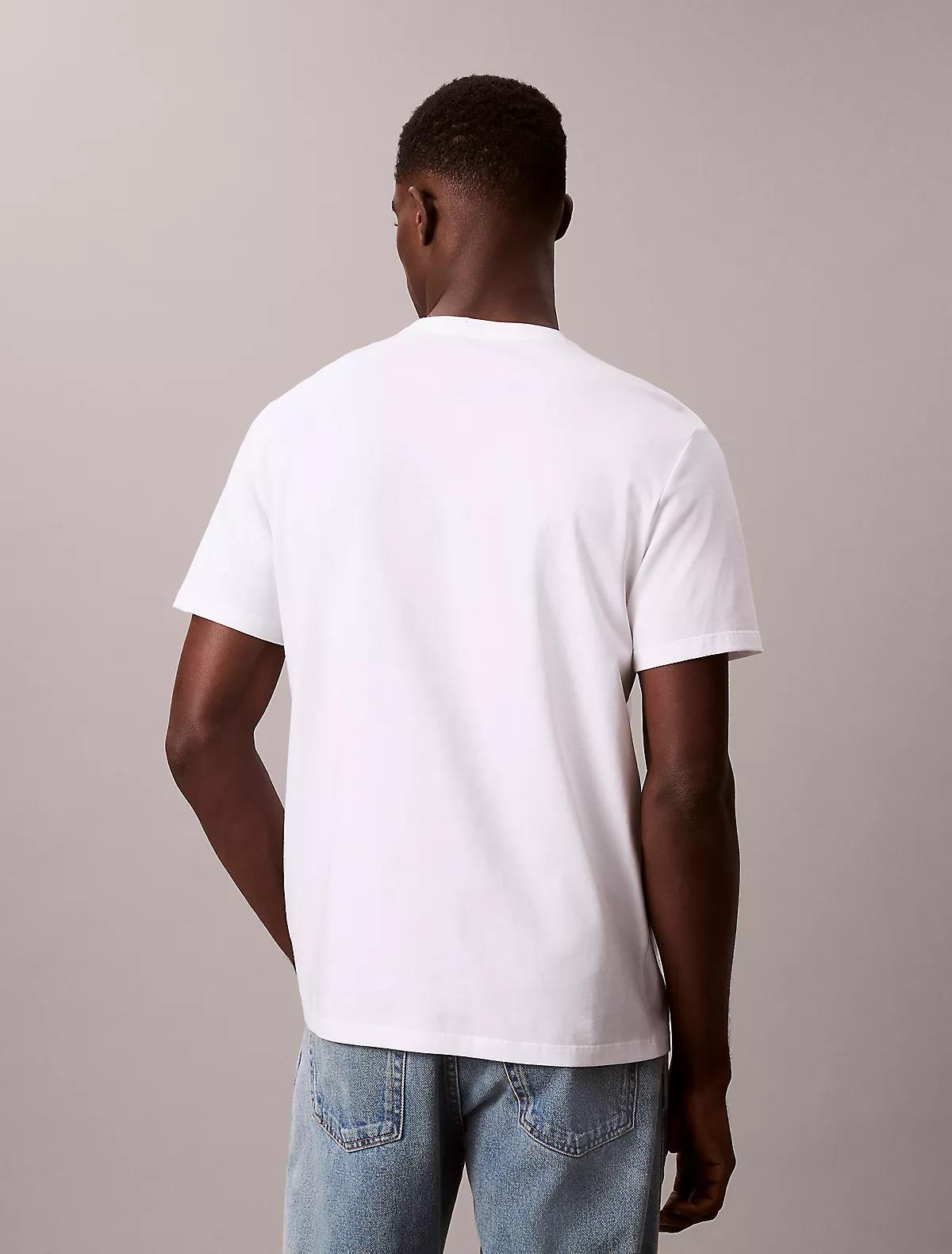 Calvin Klein Calvin Klein Erkek Kısa Kol Bisiklet Yaka CALVIN Yazı Desenli Pamuklu Beyaz T-Shirt LV04RE807G-YAA