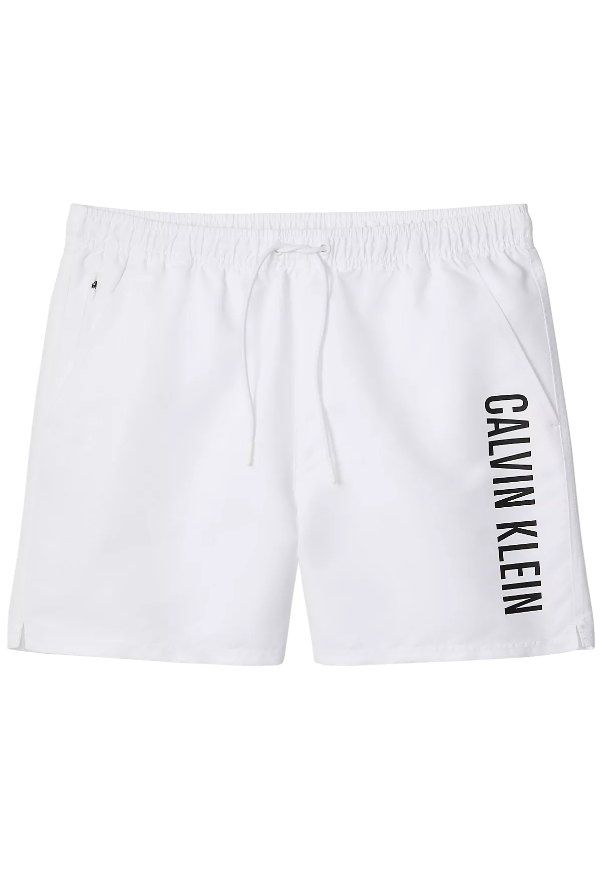 Calvin Klein Calvin Klein Erkek Logo Baskılı Hızlı Kuruyan Kumaş Beli Lastikli Beyaz Deniz Şortu LV00N61047-100