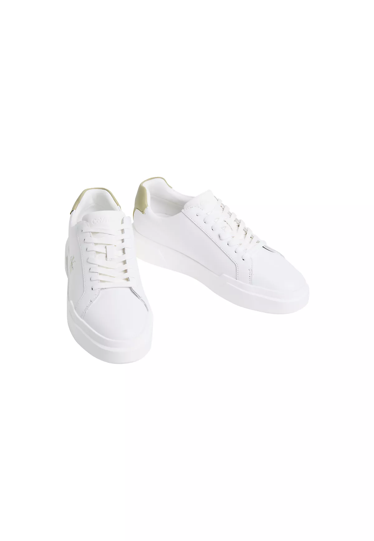 Calvin Klein Calvin Klein Erkek Logo Kabartmalı Düşük Bilekli %100 Deri Beyaz Sneaker YM0YM01344-0LE