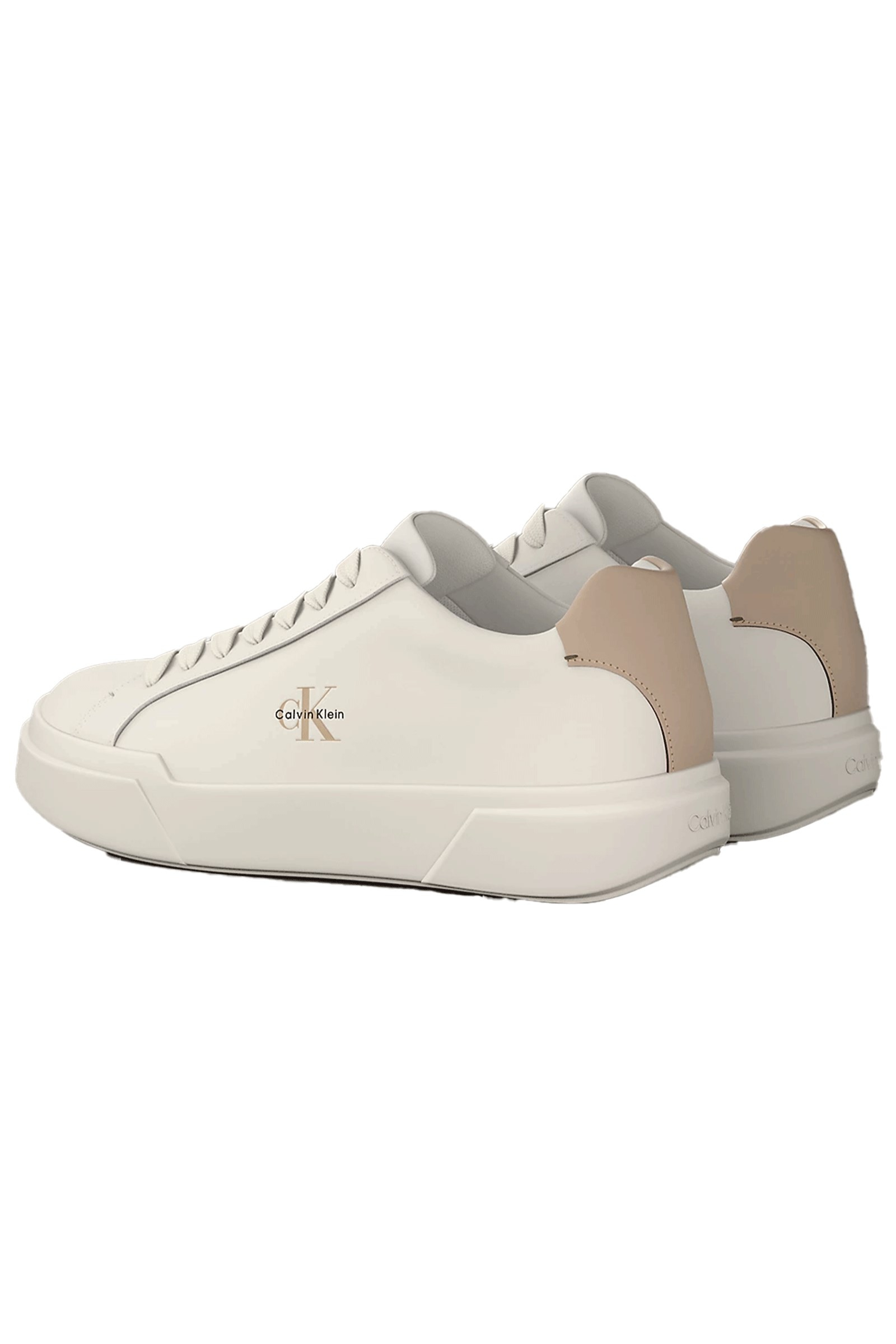 Calvin Klein Calvin Klein Erkek Logo Kabartmalı Düşük Bilekli %100 Deri Beyaz Sneaker YM0YM01344-0LC