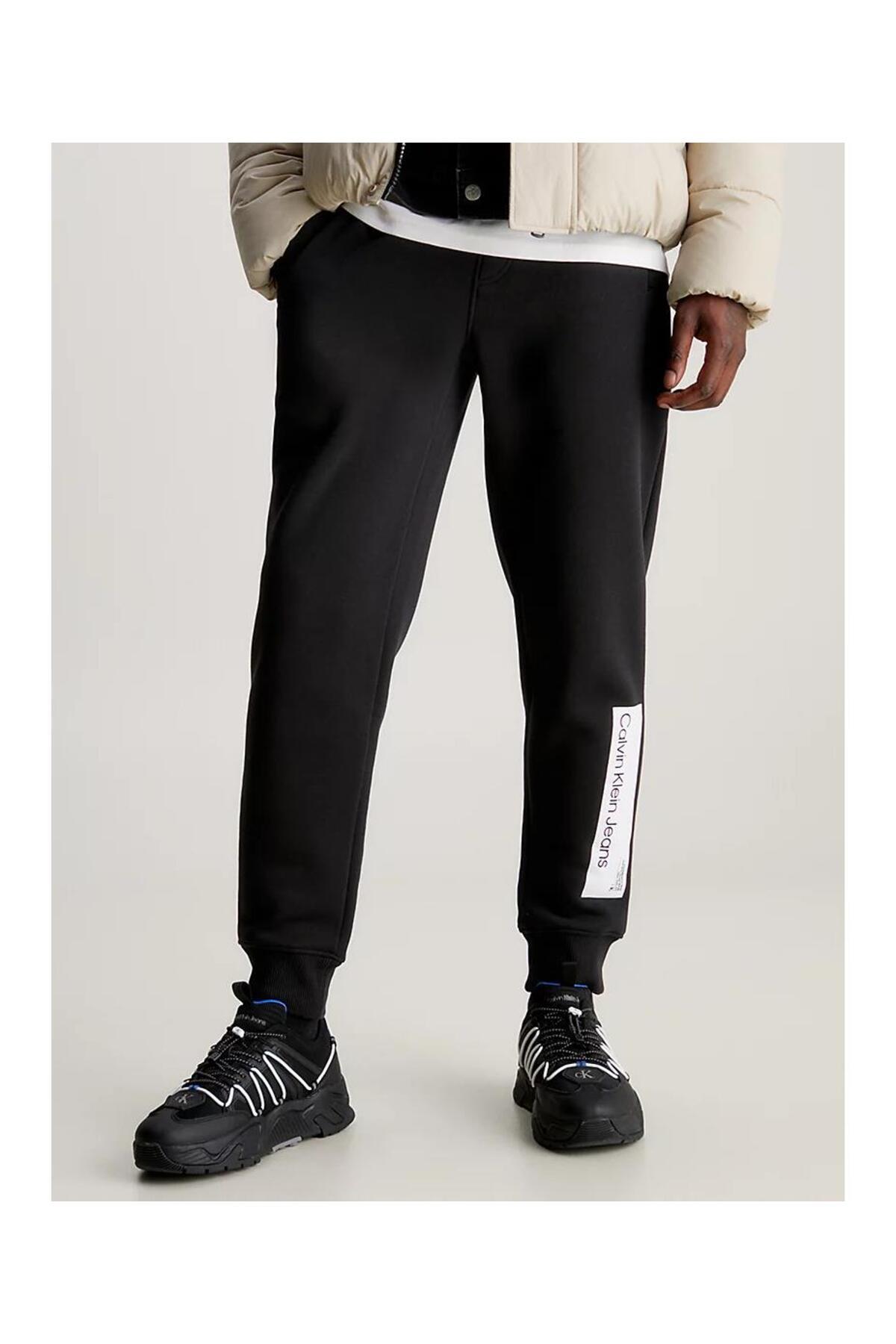 Calvin Klein Calvin Kleın Erkek Logolu Beli Ve Paçası Lastikli Cepli Siyah Eşofman Altı J30J324053-BEH