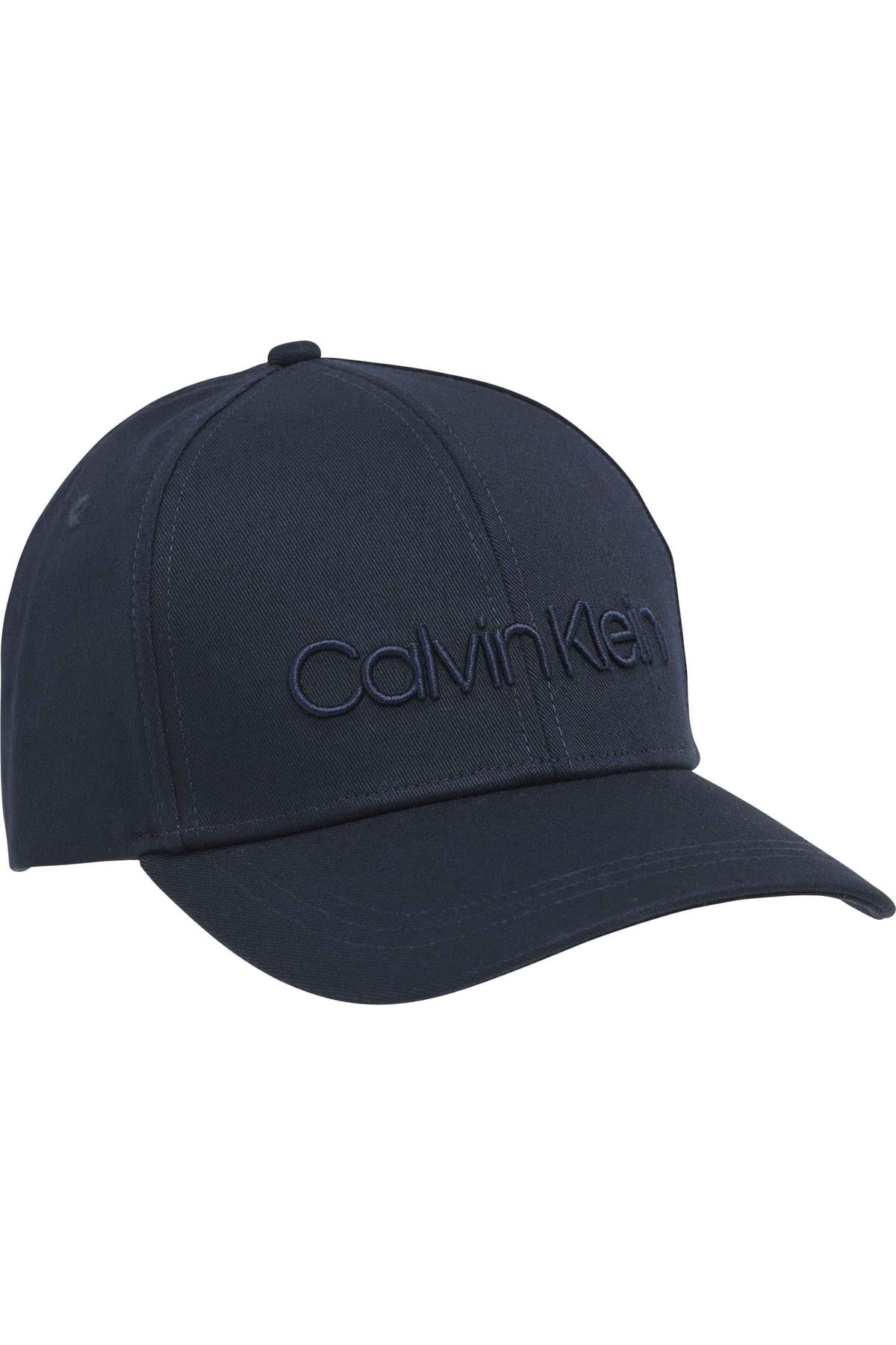 Calvin Klein Calvin Kleın Erkek Logolu Dokuma Kumaş Normal Kalıp Mavi Şapka K50K505737-CCM