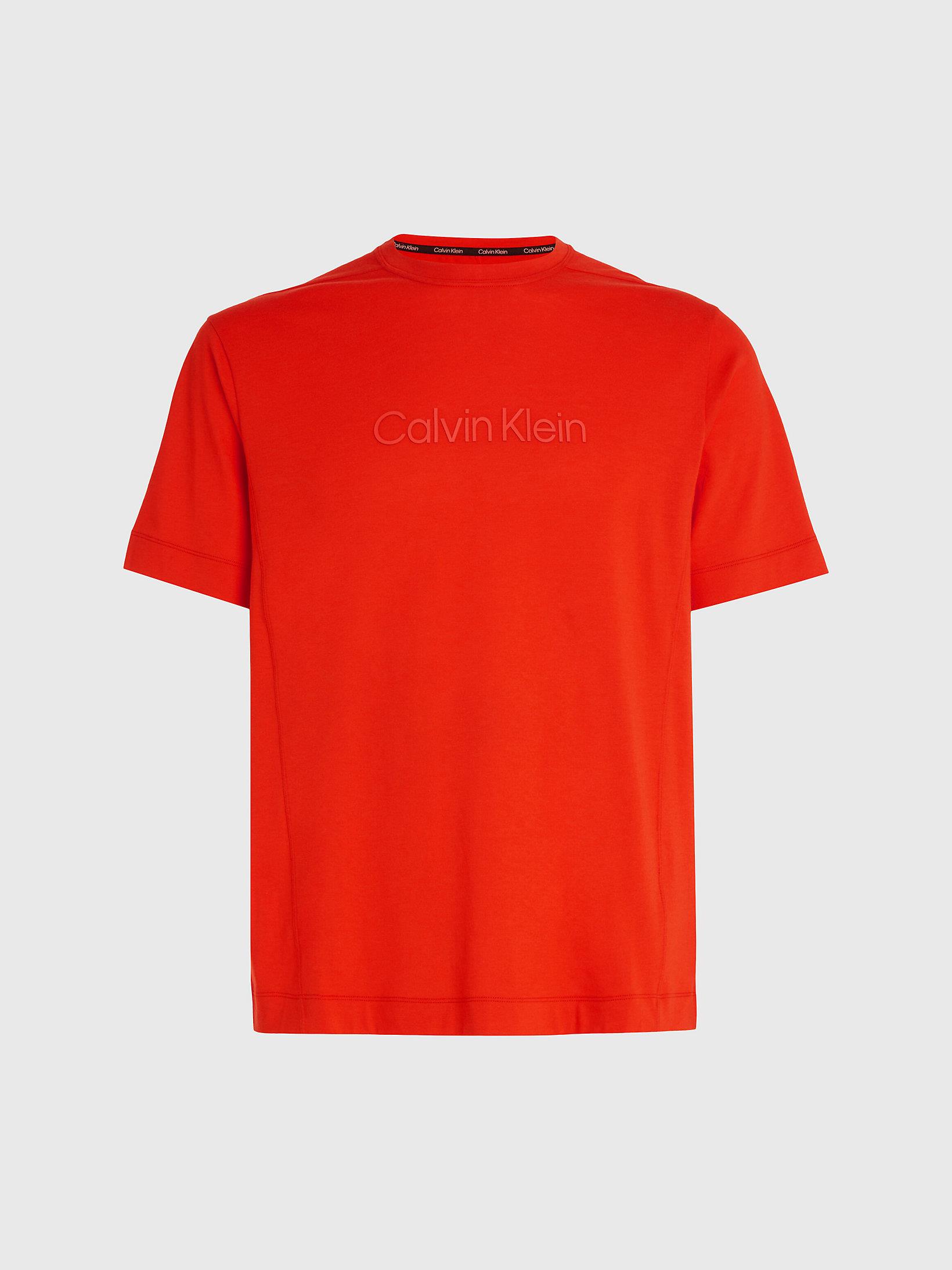 Calvin Klein Calvin Kleın Erkek Logolu Bisiklet Yaka Kısa Kol Standart Turuncu T-Shirt 00GMS3K108-XNZ