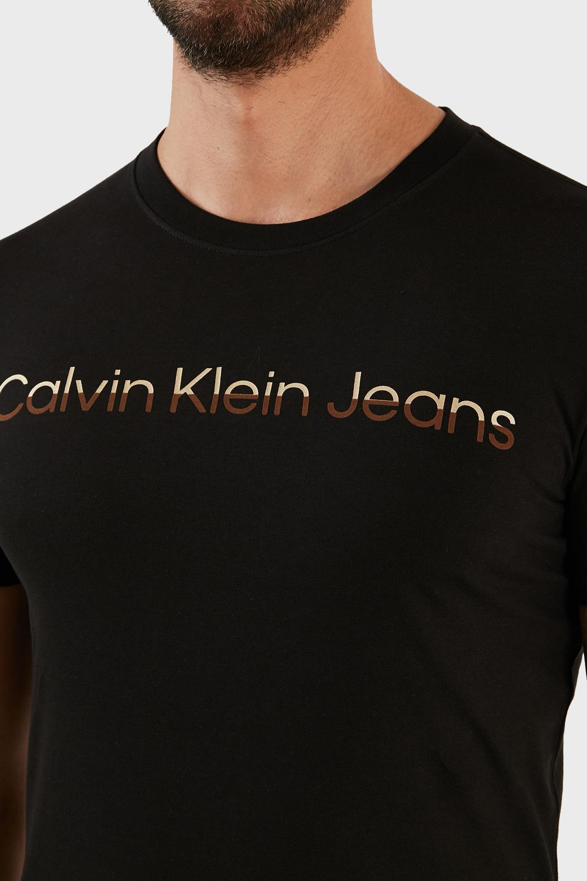 Calvin Klein Calvin Kleın Erkek Logolu Kısa Kollu Pamuklu Siyah T-Shirt J30J322511-BEH