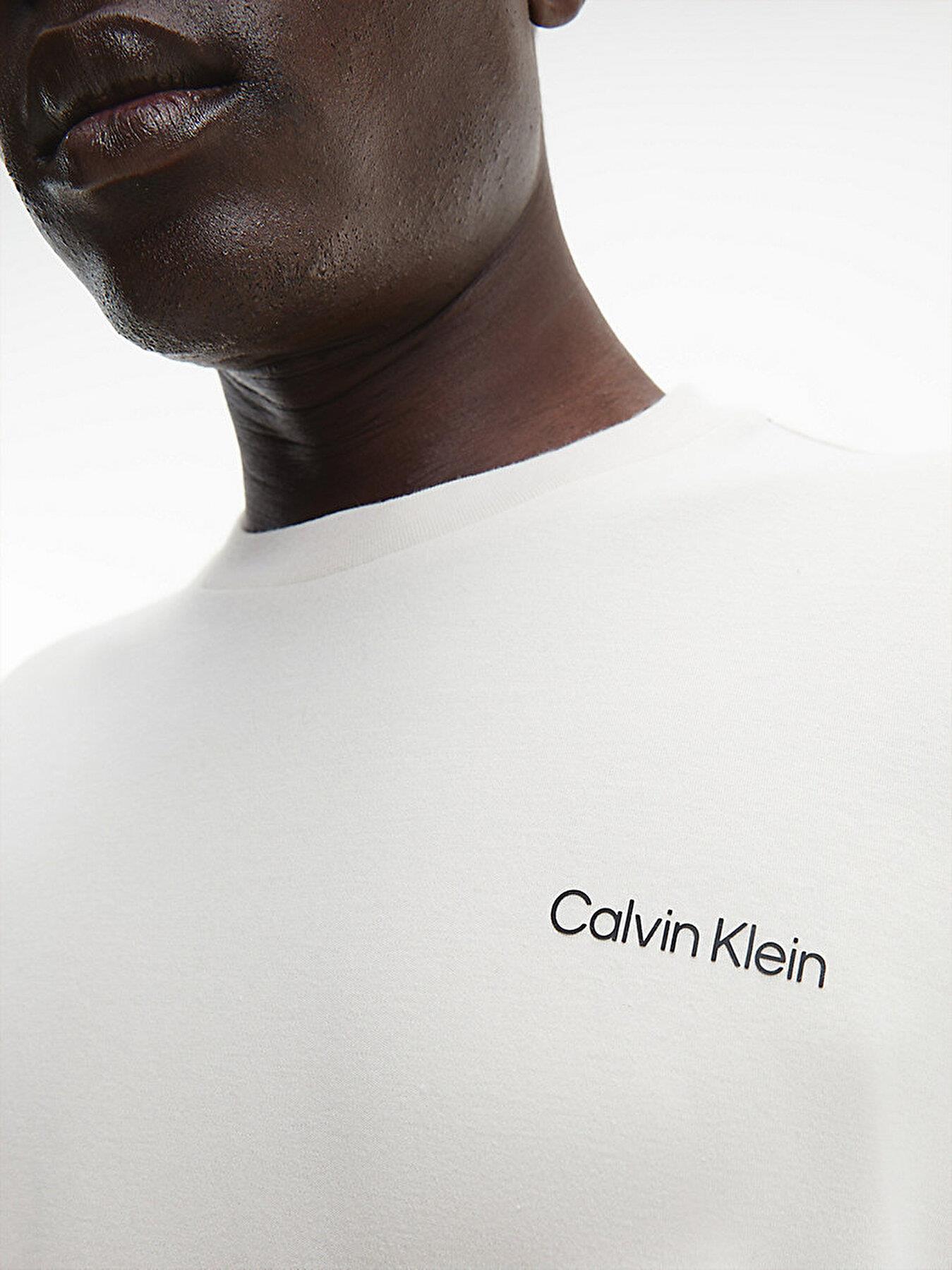 Calvin Klein Calvin Kleın Erkek Logolu Kısa Kollu Pamuklu Bej T-Shirt K10K109894-ACE