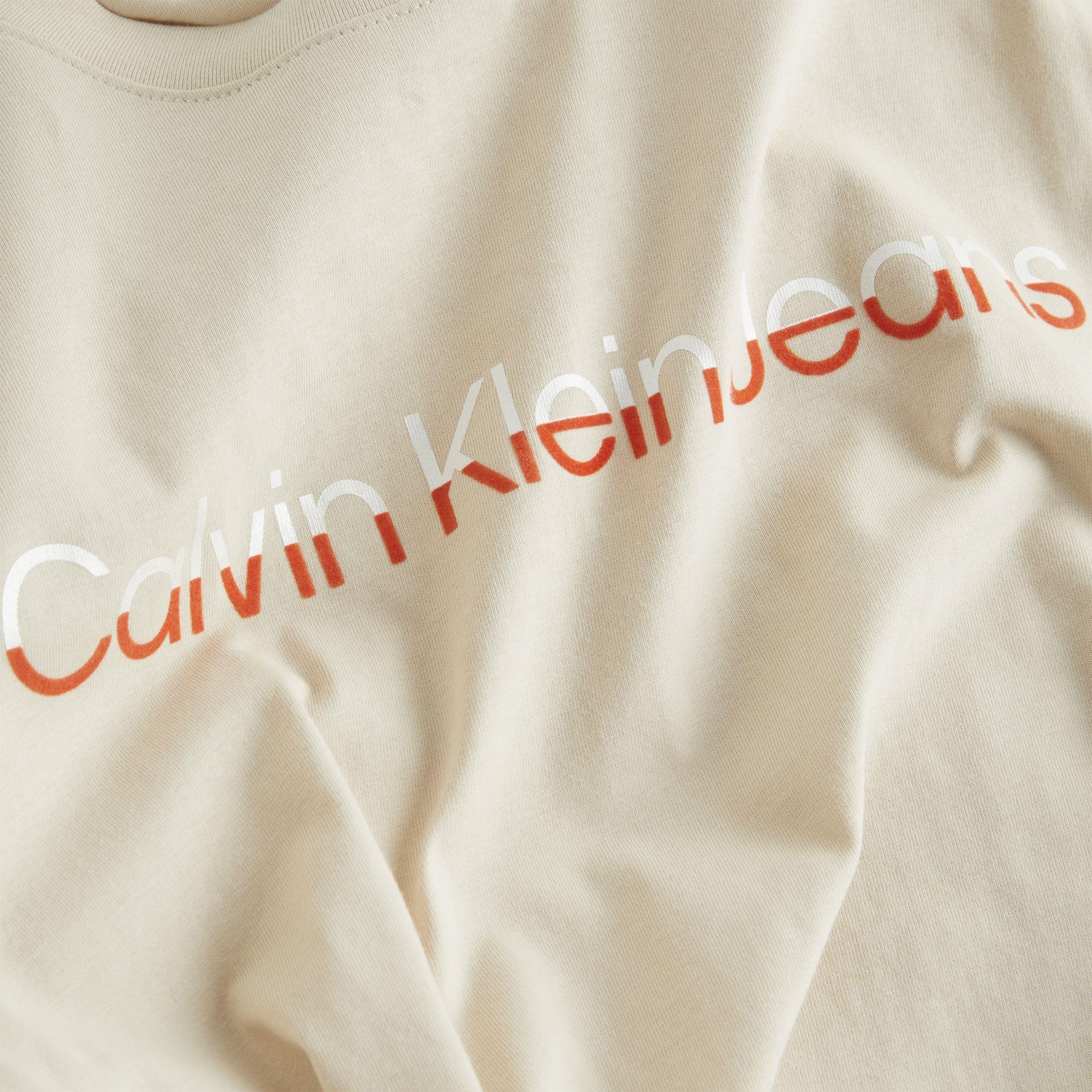 Calvin Klein Calvin Kleın Erkek Logolu Kısa Kollu Pamuklu Bej T-Shirt J30J322511-ACI