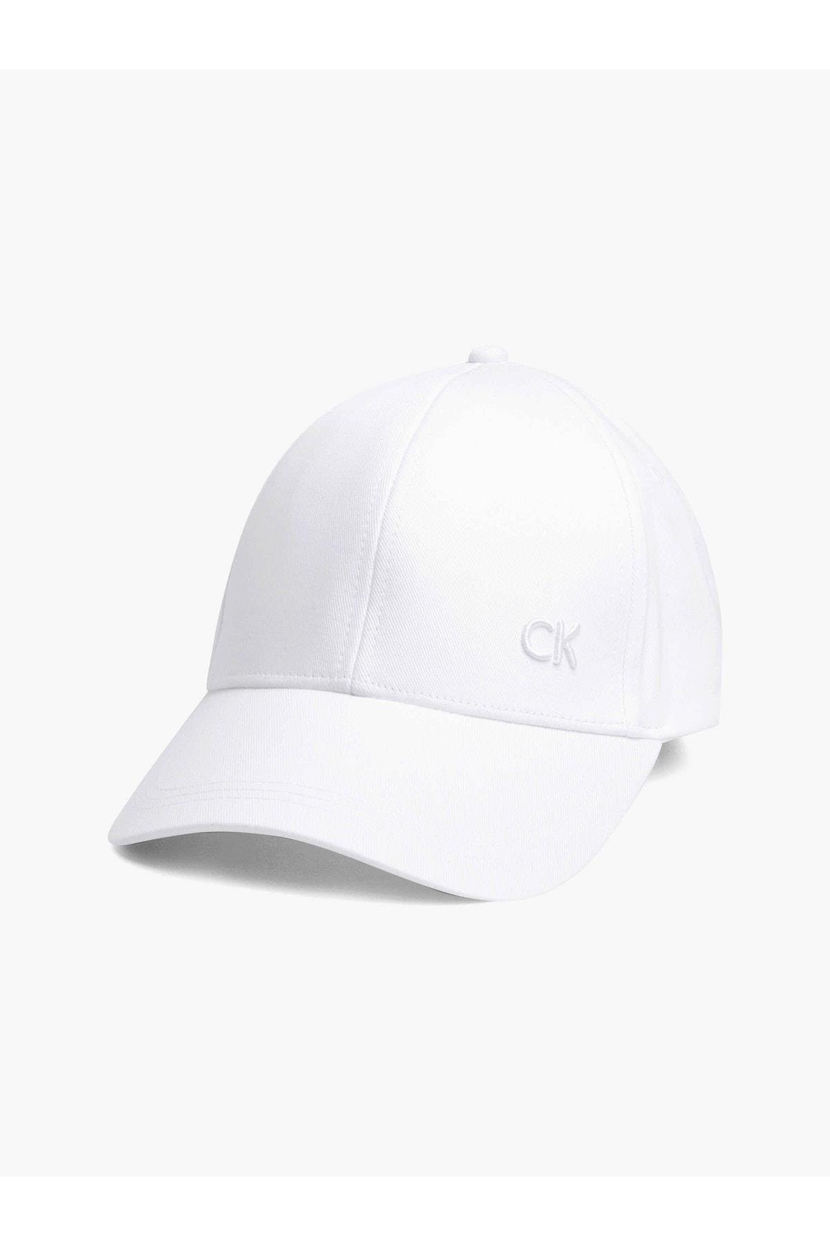 Calvin Klein Calvin Kleın Erkek Logolu Günlük Kullanım Terletmez Kumaş Beyaz Şapka K50K502533-101