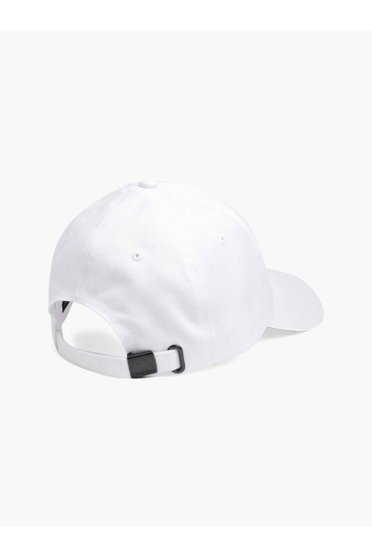 Calvin Klein Calvin Kleın Erkek Logolu Günlük Kullanım Terletmez Kumaş Beyaz Şapka K50K502533-101