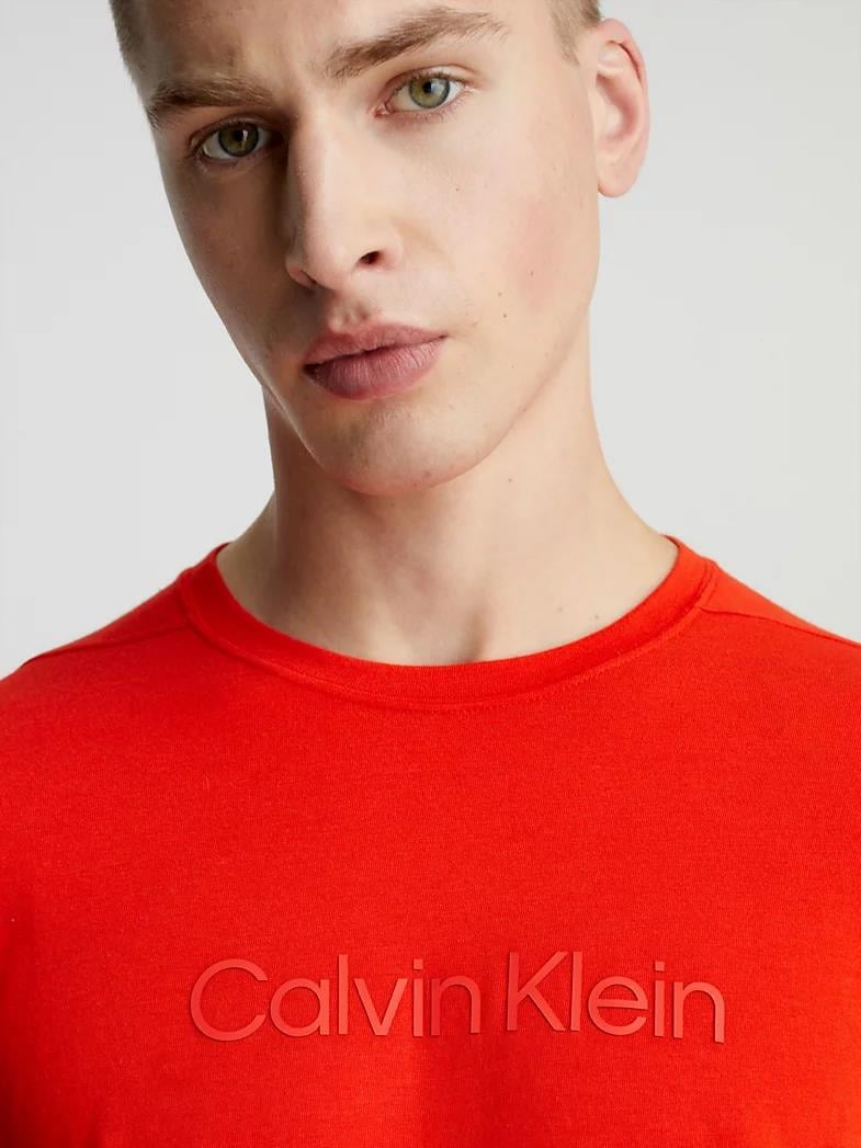Calvin Klein Calvin Kleın Erkek Logolu Bisiklet Yaka Kısa Kol Standart Turuncu T-Shirt 00GMS3K108-XNZ