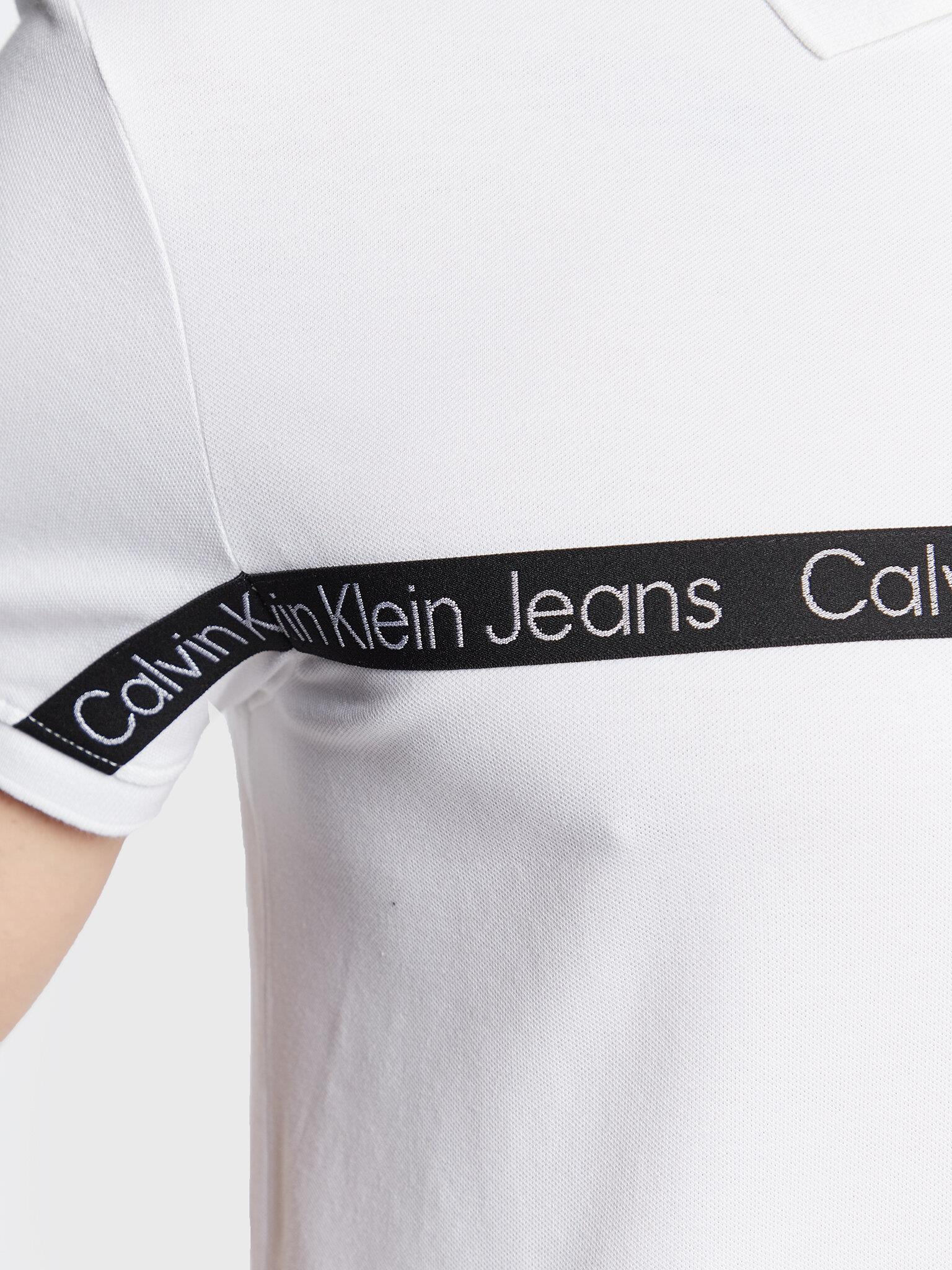 Calvin Klein Calvin Kleın Erkek Marka Logo Detaylı Kısa Kollu Yuvarlak Yakalı Beyaz Polo Yaka T-Shirt J30J322856-YAF