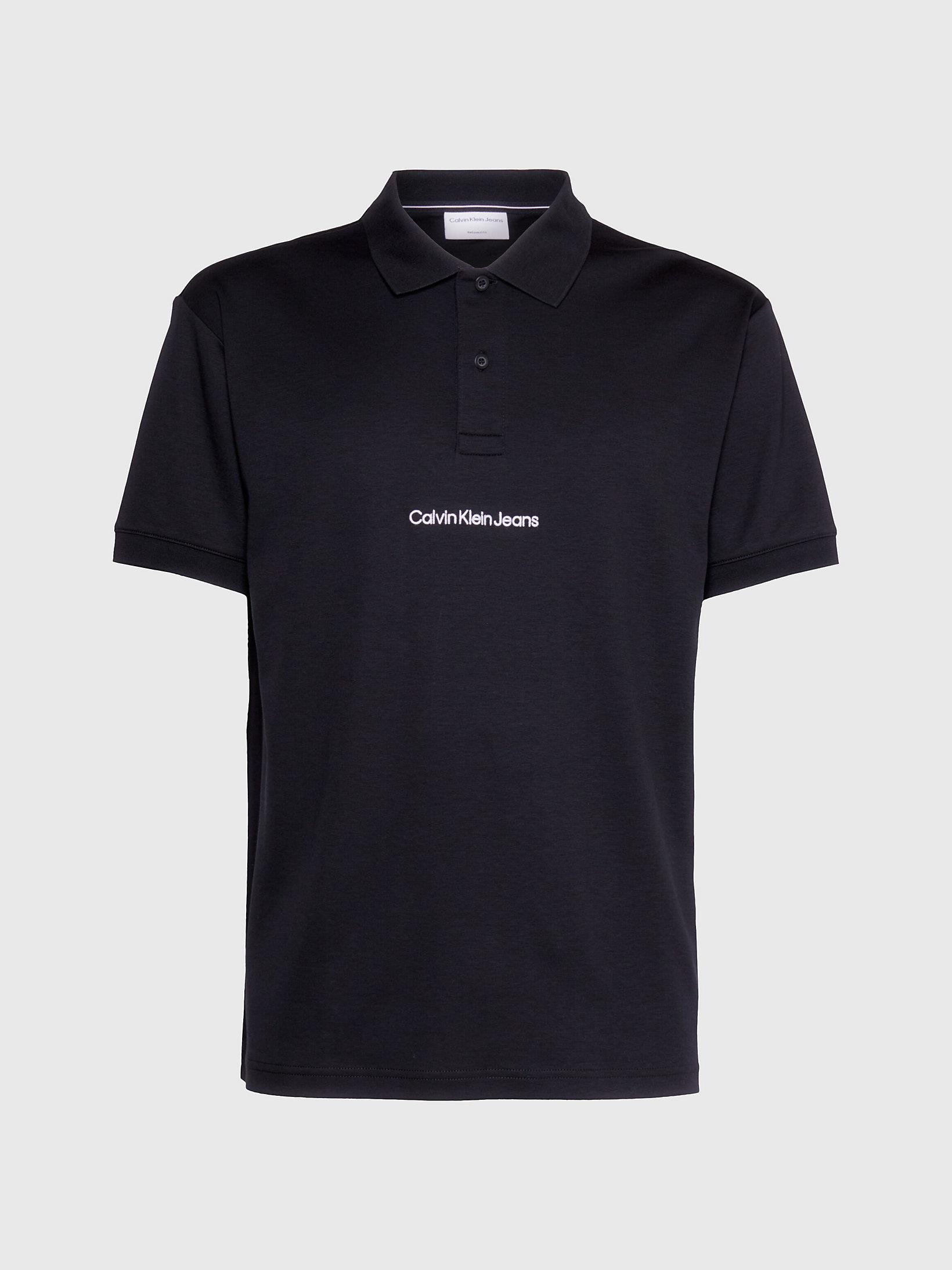 Calvin Klein Calvin Kleın Erkek Marka Logolu Polo Yakalı Organik Pamuklu Siyah Polo Yaka T-Shirt J30J322853-BEH