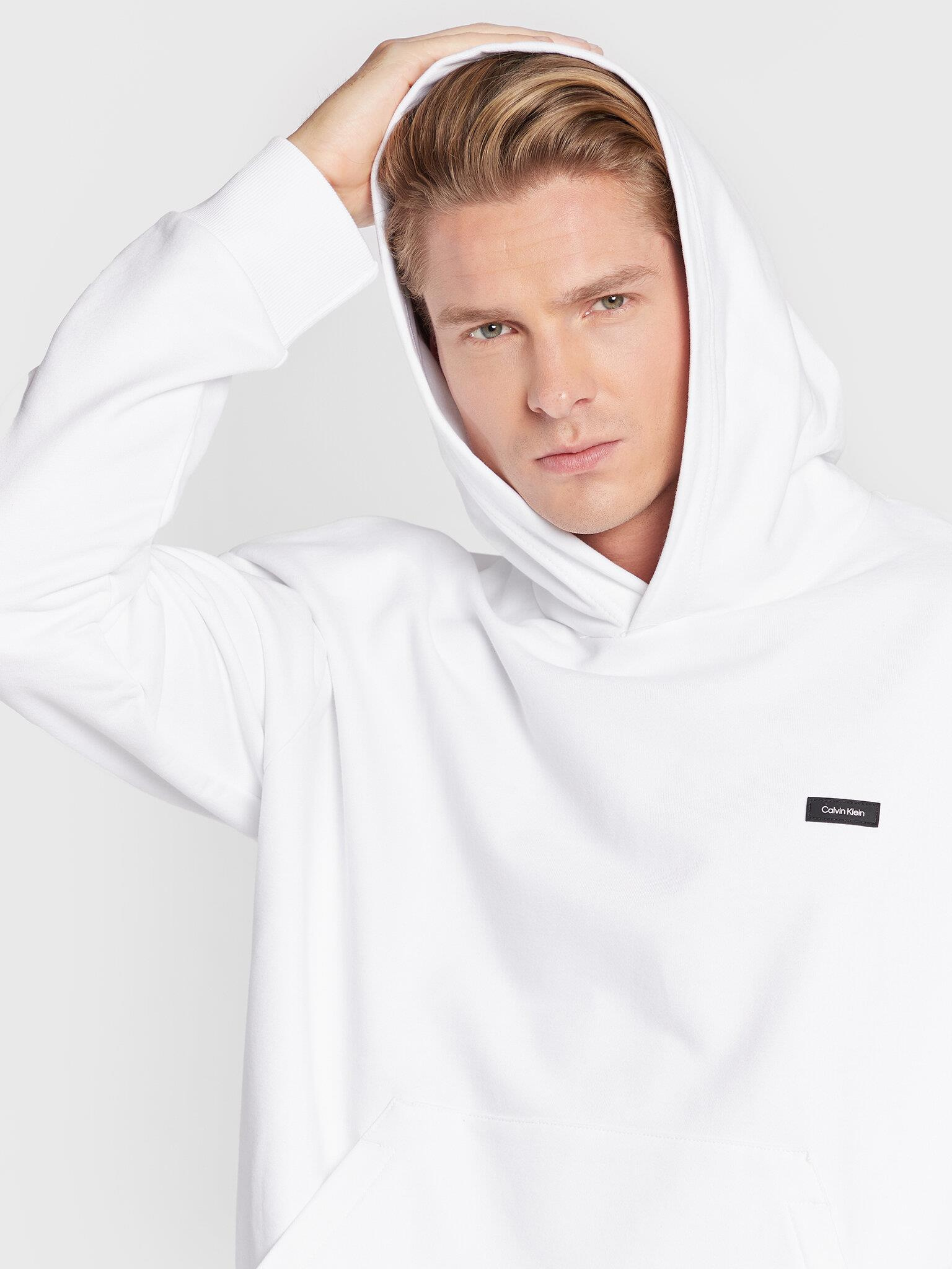 Calvin Klein Calvin Kleın Erkek Marka Logolu Kapüşonlu Uzun Kollu Rahat Günlük Beyaz Sweatshirt K10K110606-YAF