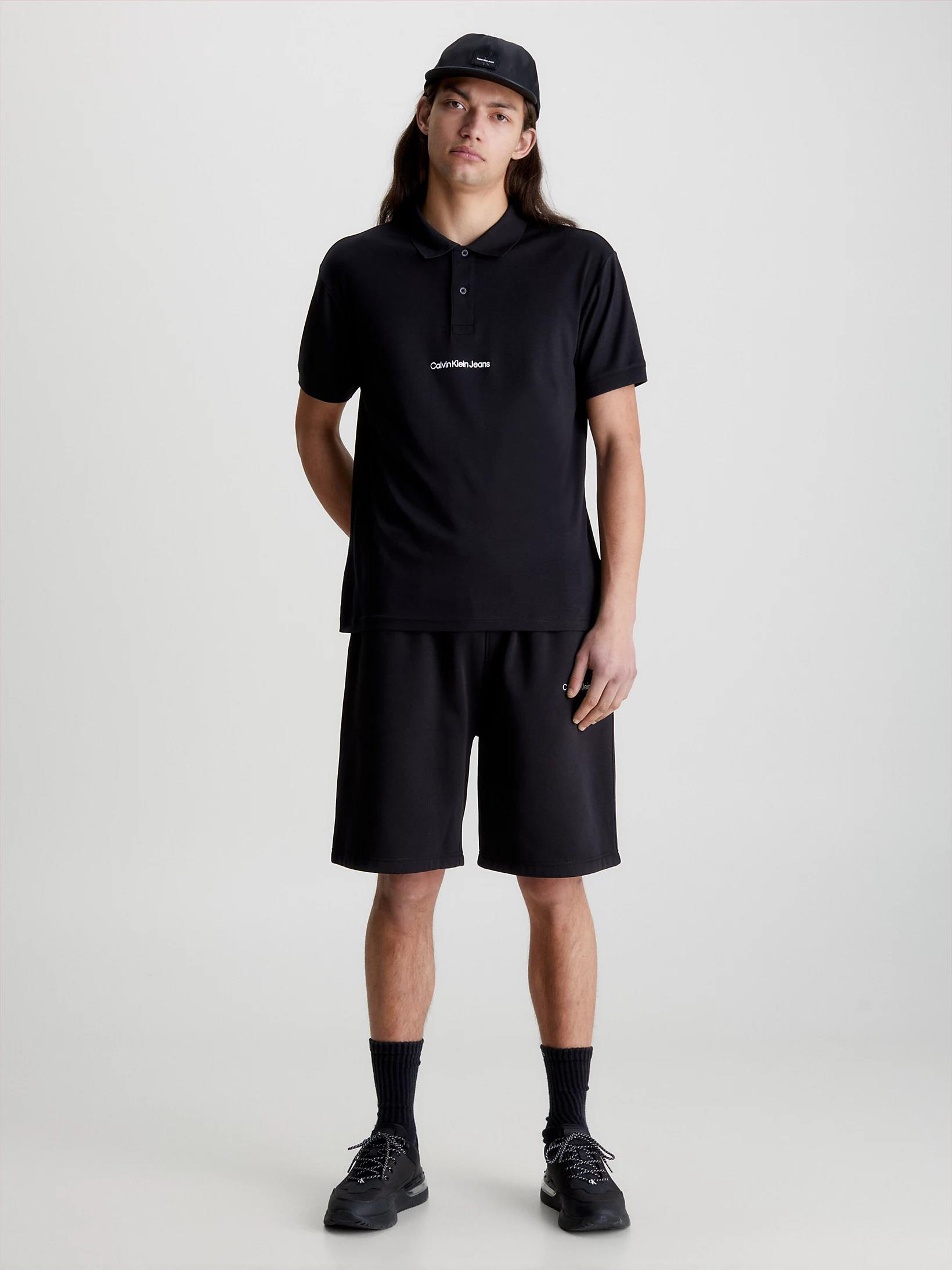 Calvin Klein Calvin Kleın Erkek Marka Logolu Polo Yakalı Organik Pamuklu Siyah Polo Yaka T-Shirt J30J322853-BEH