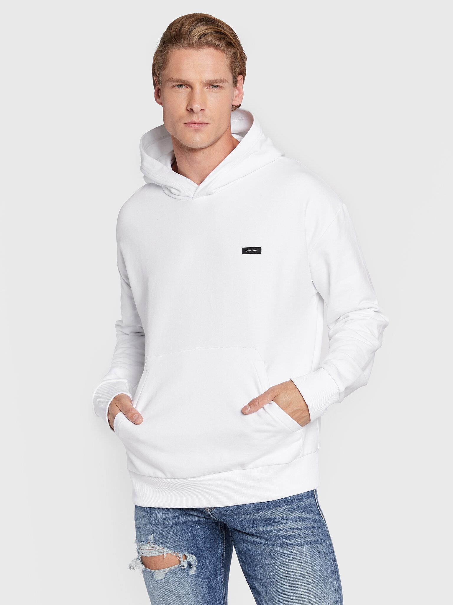 Calvin Klein Calvin Kleın Erkek Marka Logolu Kapüşonlu Uzun Kollu Rahat Günlük Beyaz Sweatshirt K10K110606-YAF