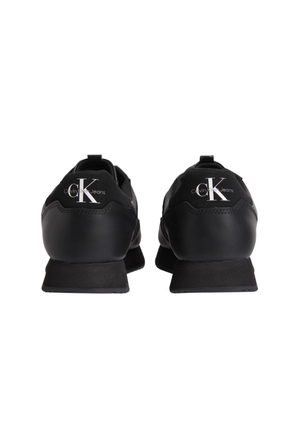 Calvin Klein Calvin Kleın Erkek Marka Logolu Deri Günlük Kullanım Siyah Sneaker YM0YM00581-BDS