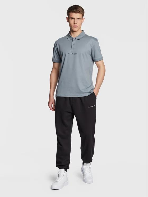 Calvin Klein Calvin Kleın Erkek Marka Logolu Polo Yakalı Organik Pamuklu Gri Polo Yaka T-Shirt J30J322853-PN6