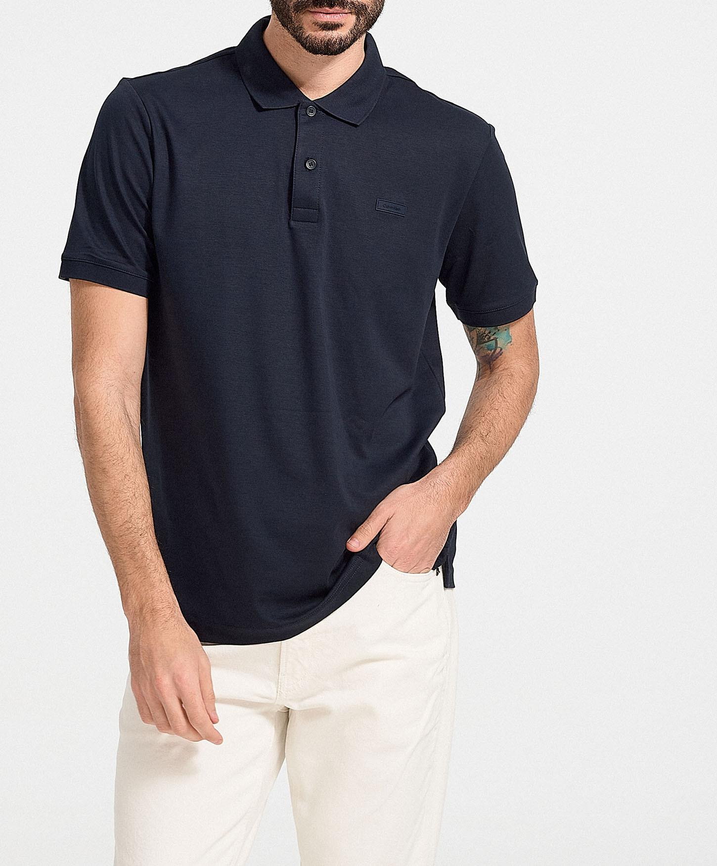 Calvin Klein Calvin Kleın Erkek Marka Logolu Polo Yakalı Organik Pamuklu Lacivert Polo Yaka T-Shirt K10K111657-CHW