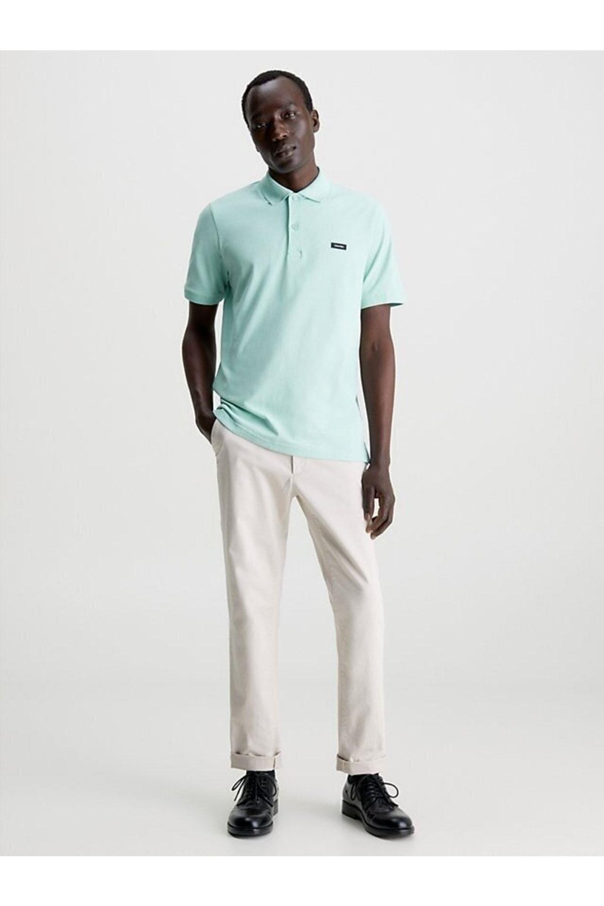 Calvin Klein Calvin Kleın Erkek Marka Logolu Polo Yakalı Organik Pamuklu Mavi1 Polo Yaka T-Shirt K10K111196-C04