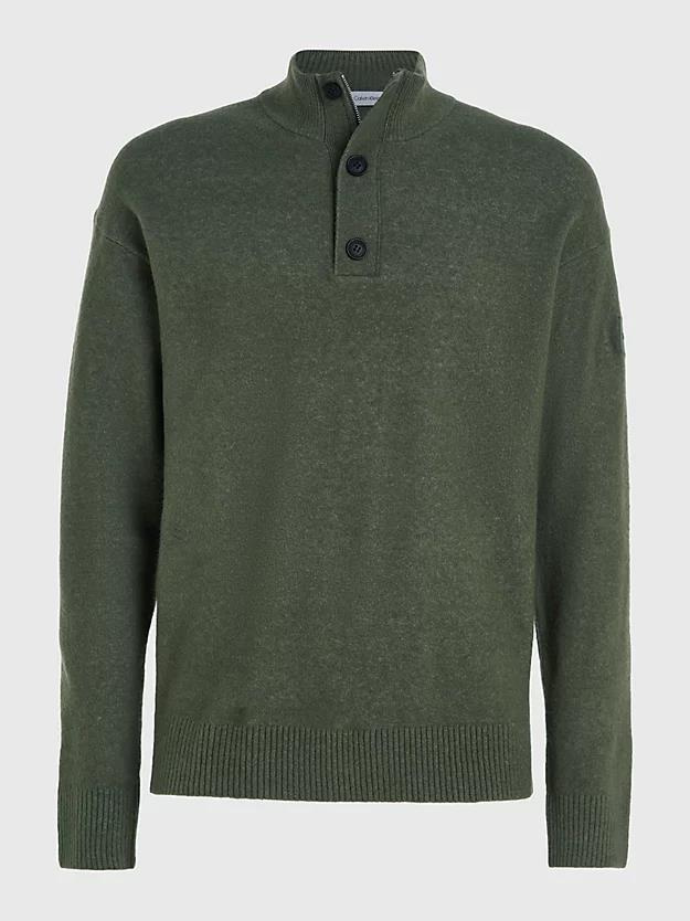 Calvin Klein Calvin Kleın Erkek Marka Logo Detaylı Regular Fit Uzun Kollu Yeşil Kazak K10K111960-LLP